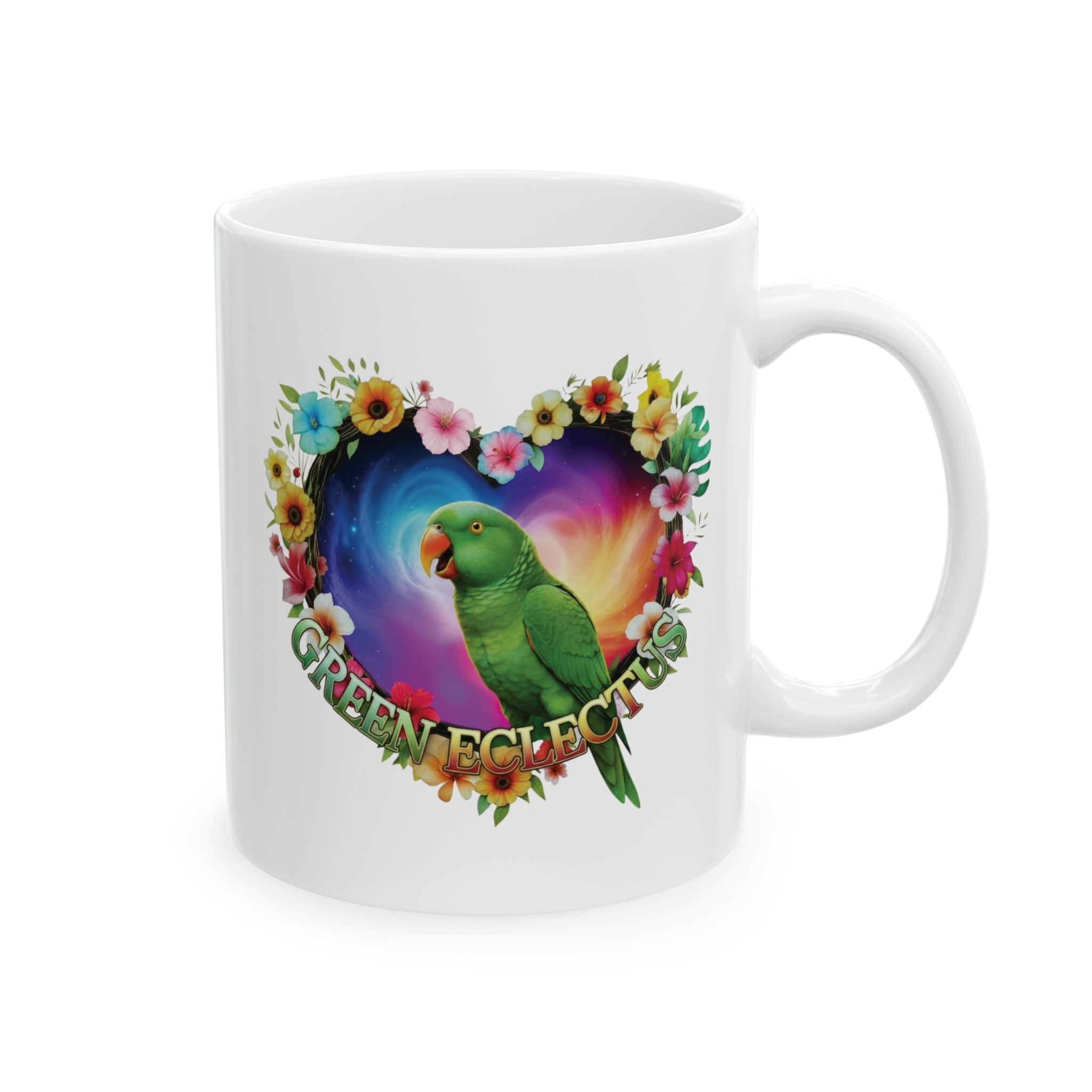 Green Eclectus Heart Design Mug