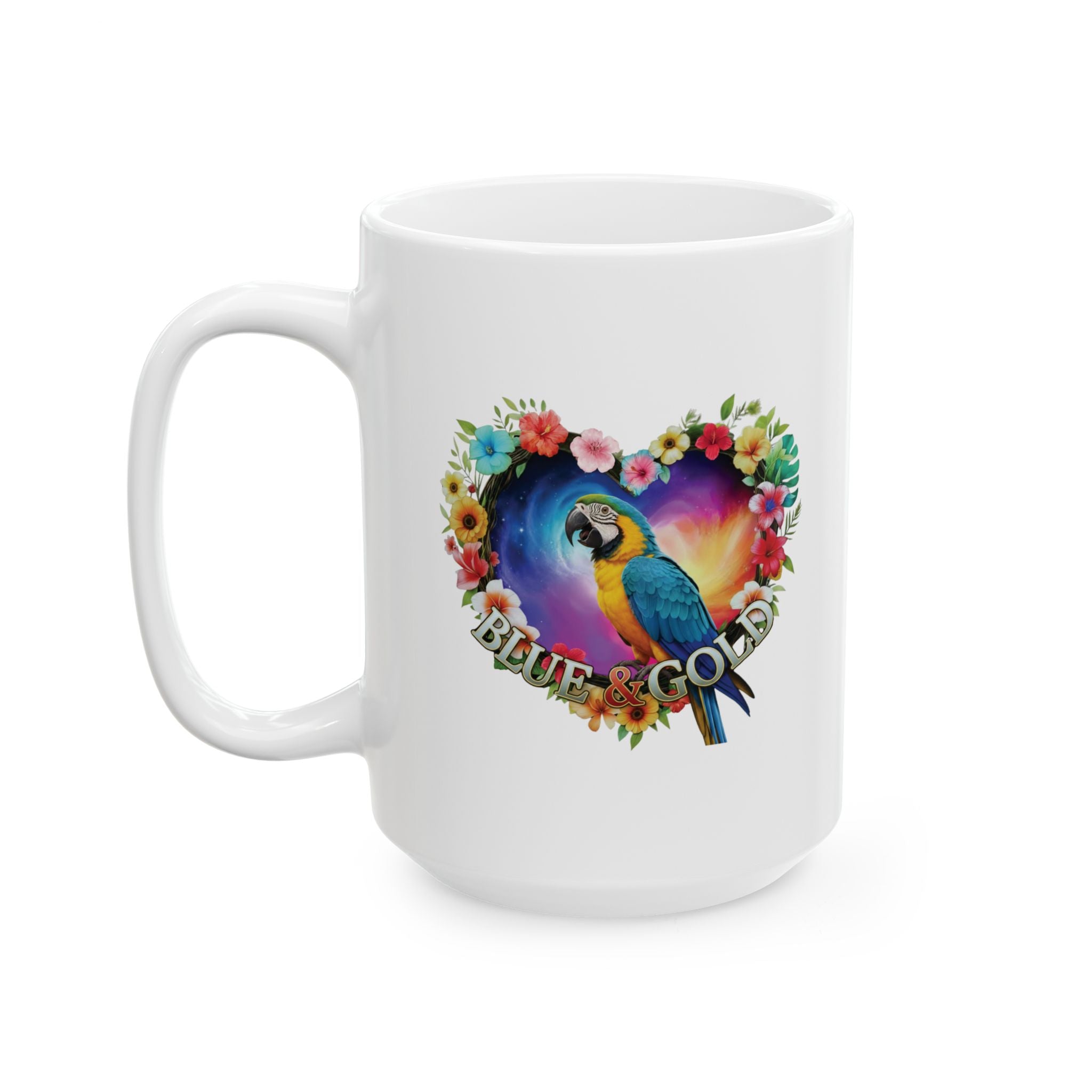 Blue & Gold Floral Heart Mug