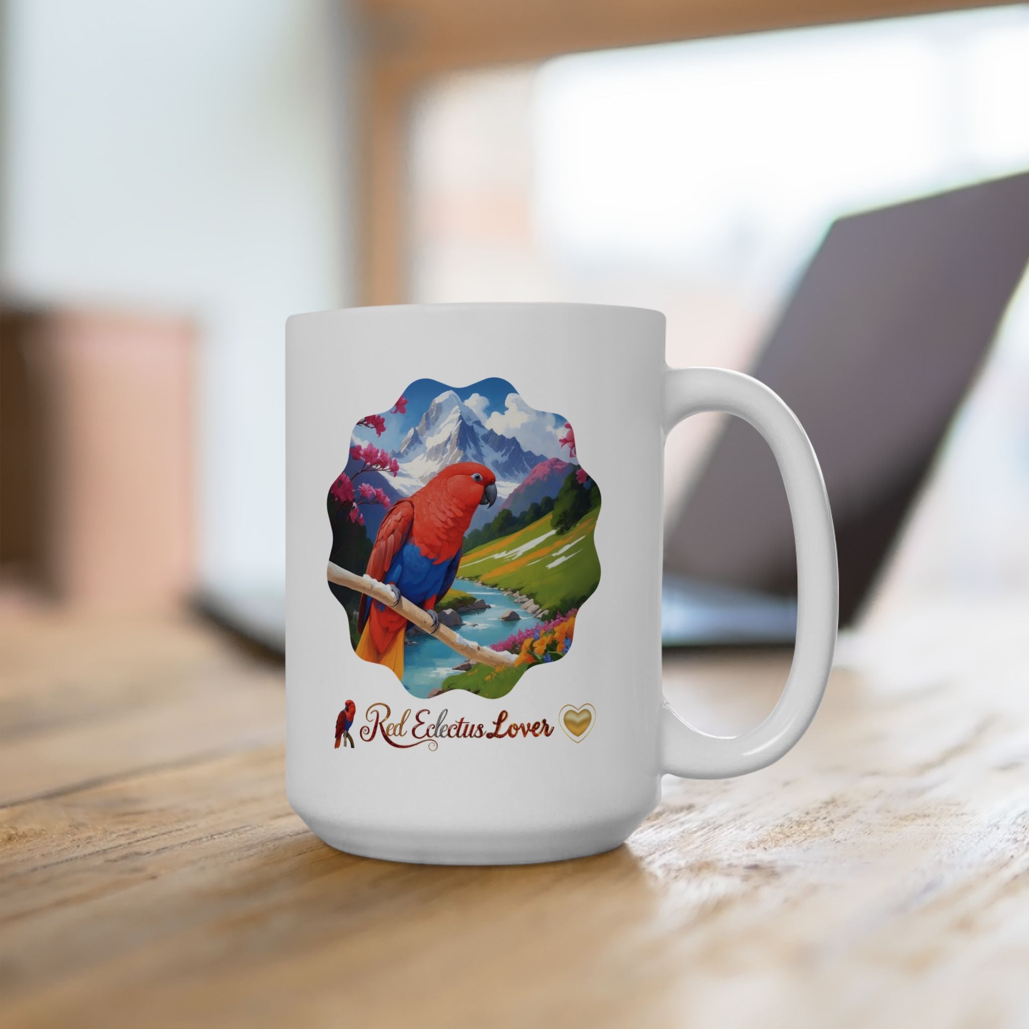 Red Eclectus Lover Lake Scenic Mug