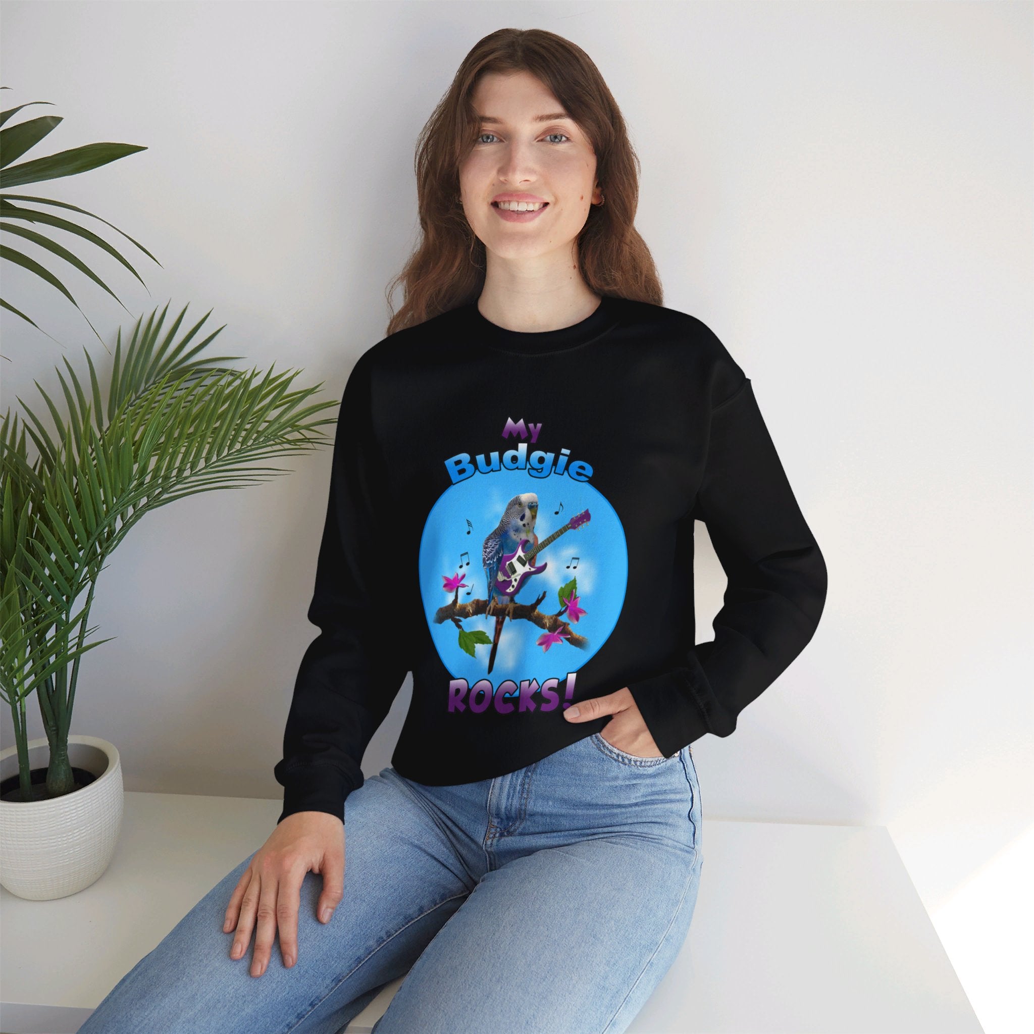 My Blue Budgie Rocks Guitar Sweatshirt