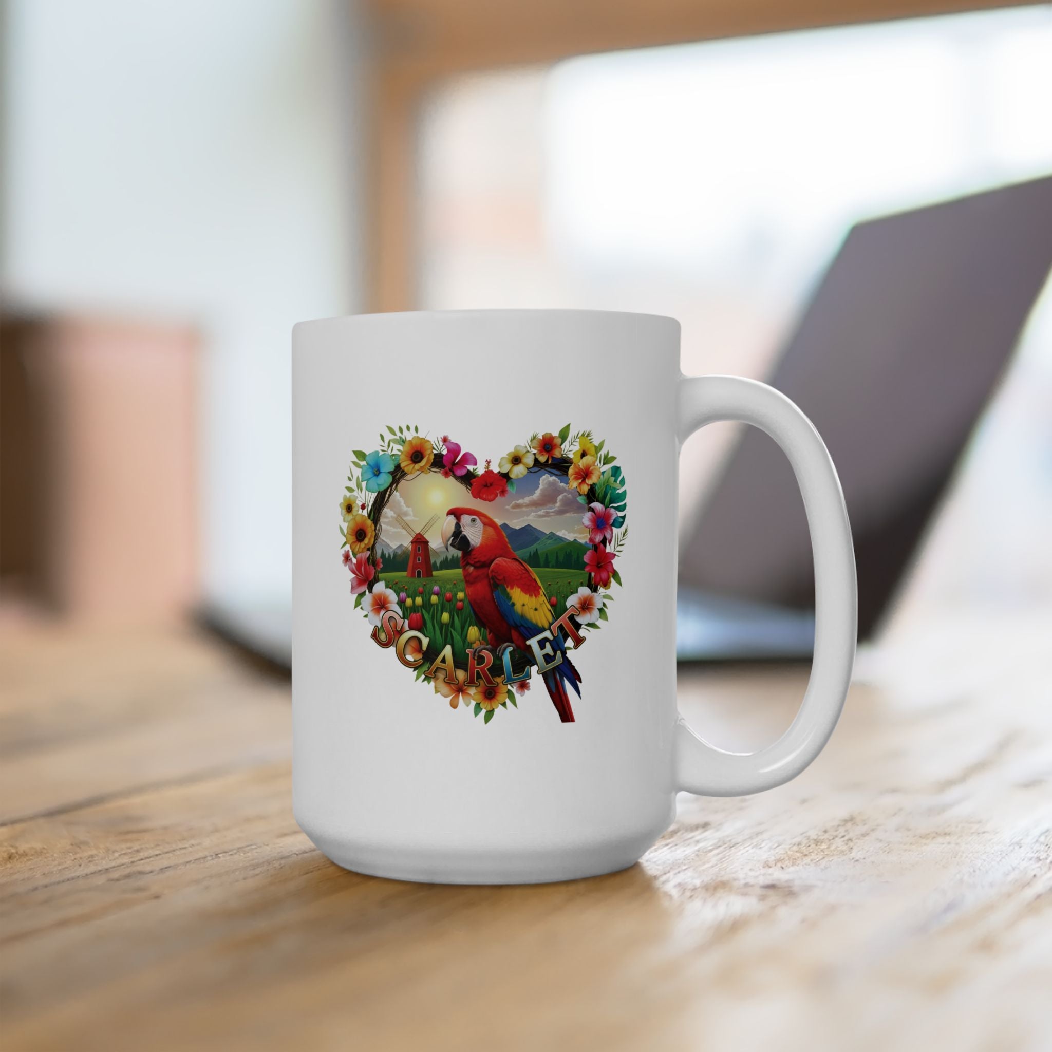 Scarlet Parrot Floral Mug