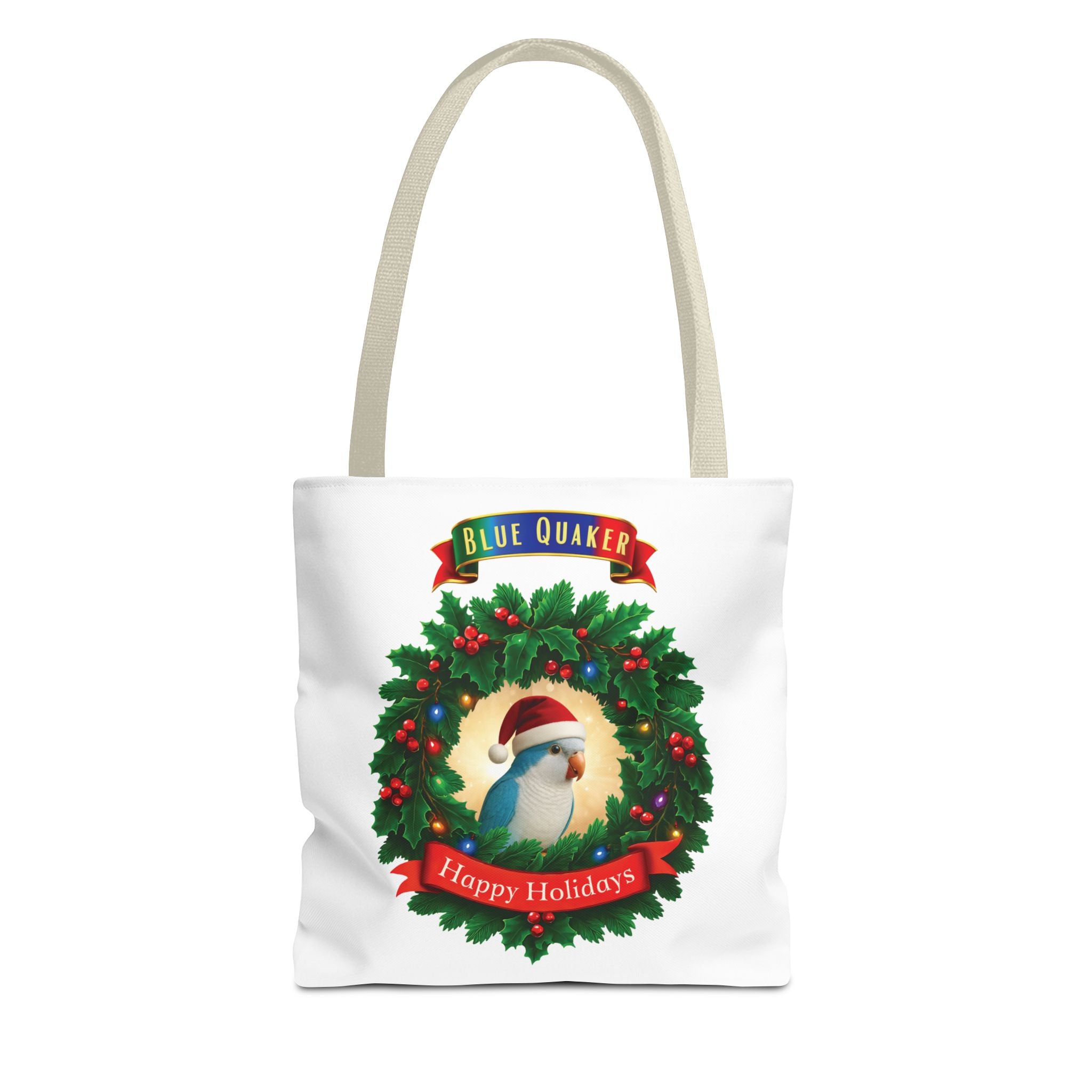 Happy Holidays Blue Quaker Tote Bag