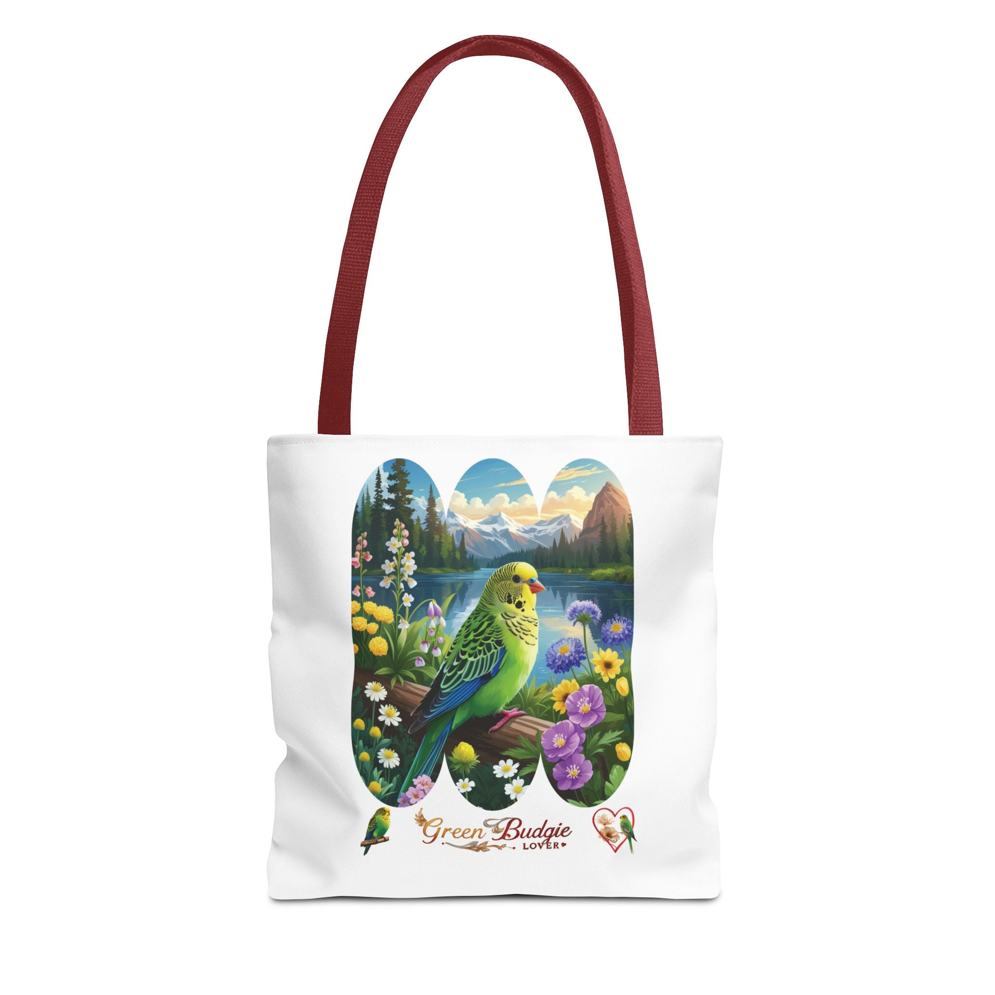 Green Budgie Lover Floral Tote Bag