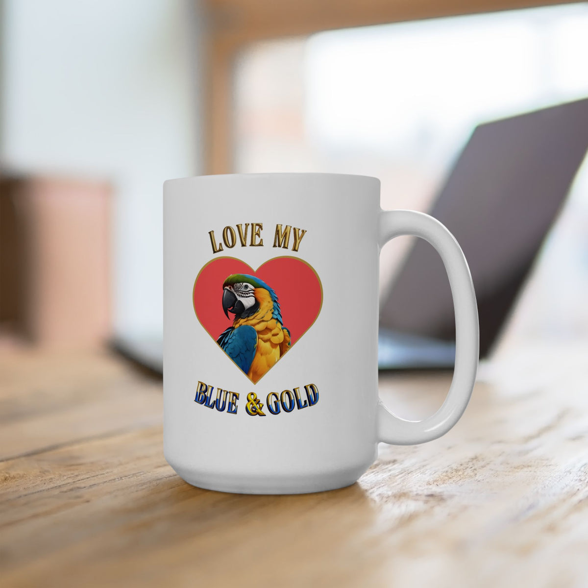 Love My Blue & Gold Heart Mug