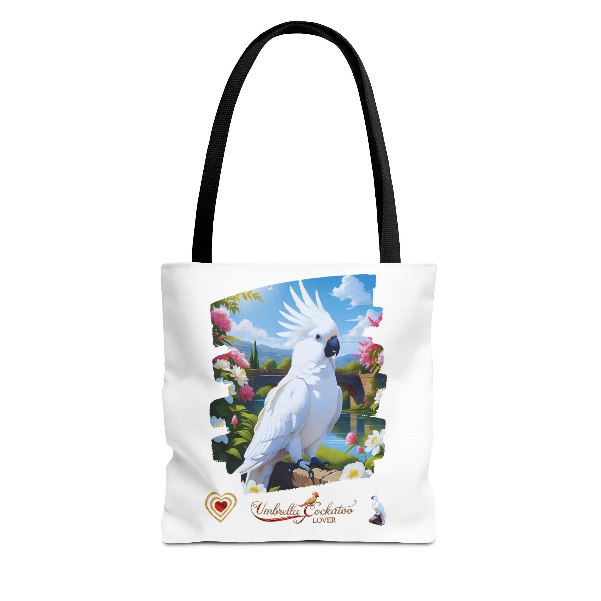 White Umbrella Cockatoo Lover Floral Tote Bag