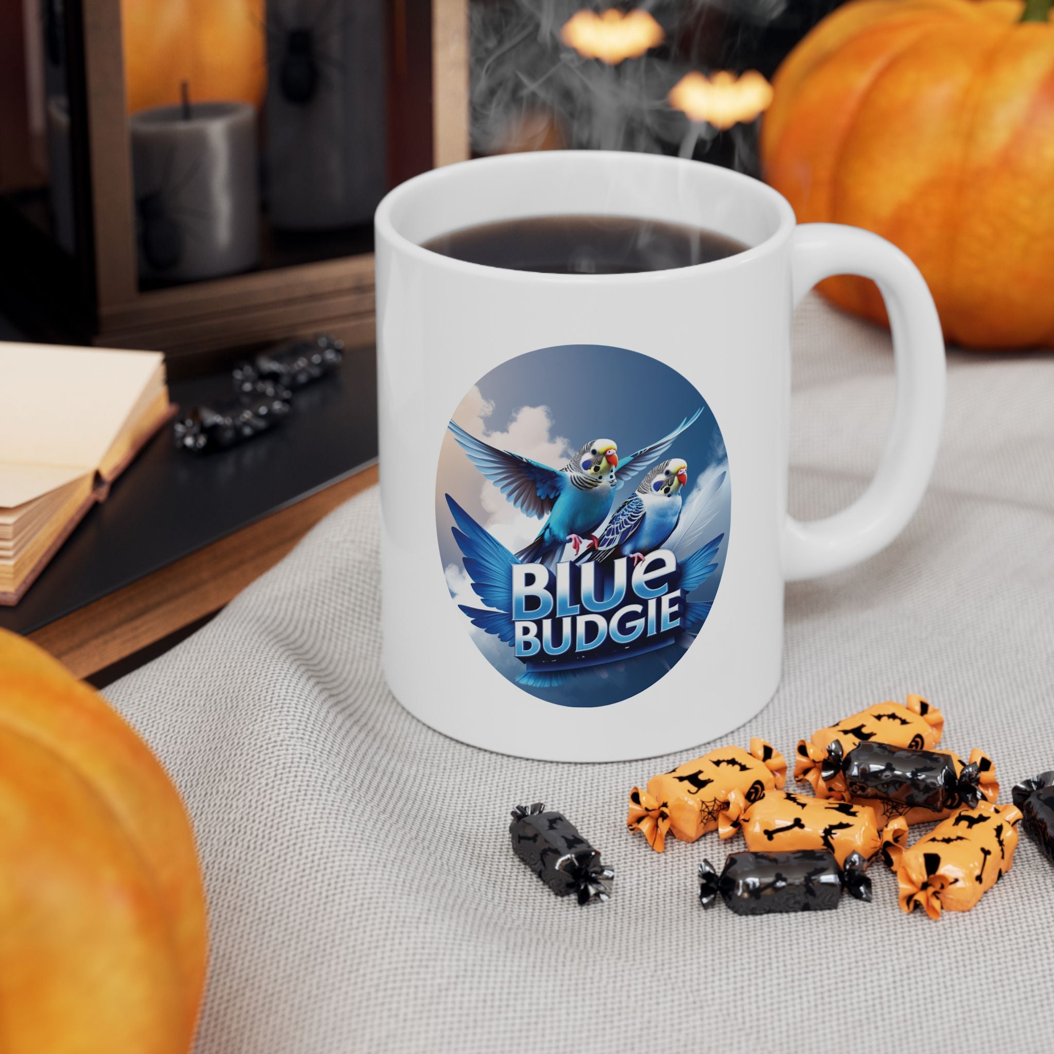 Flying Blue Budgie Sky Mug