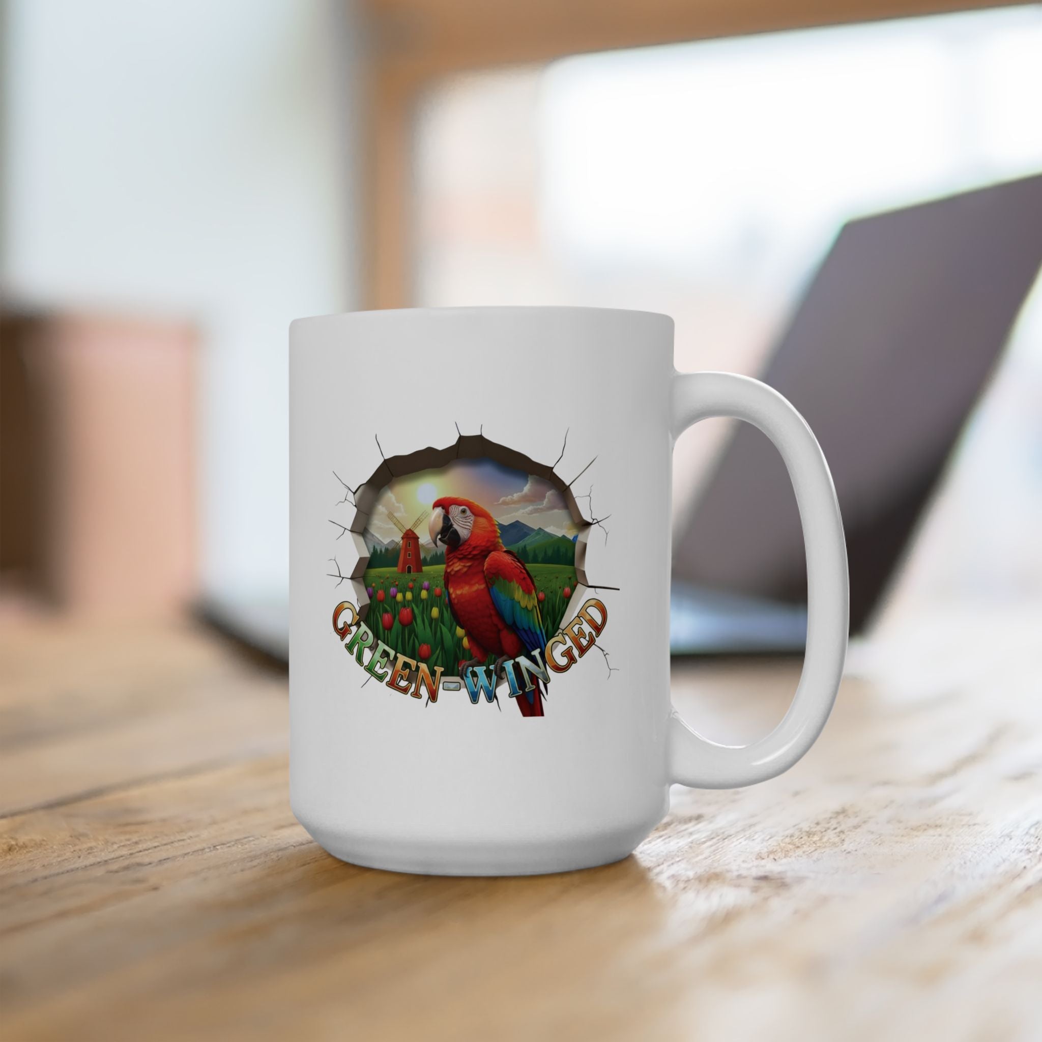 Green Winged Tulip Windmill Mug
