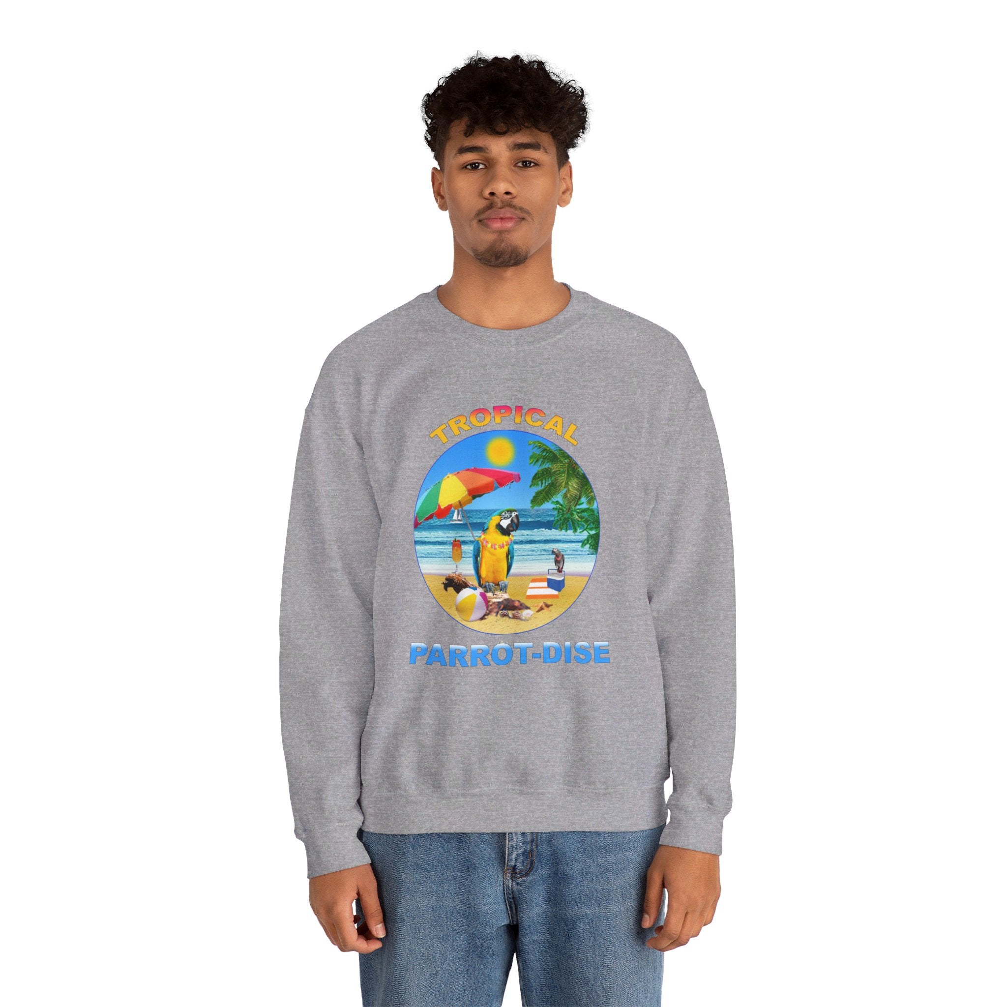 Tropical Parrot-Dise Blue And Gold Sweatshirt