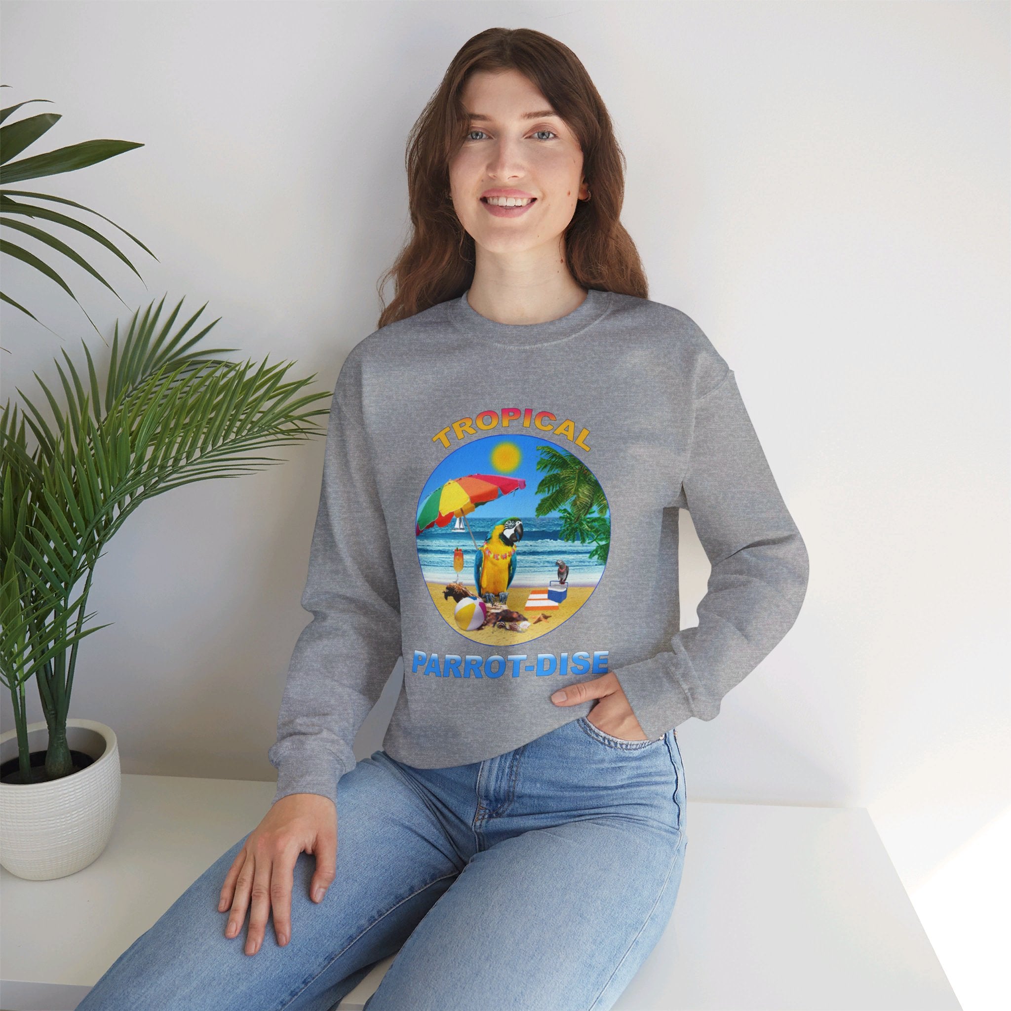 Tropical Parrot-Dise Blue And Gold Sweatshirt