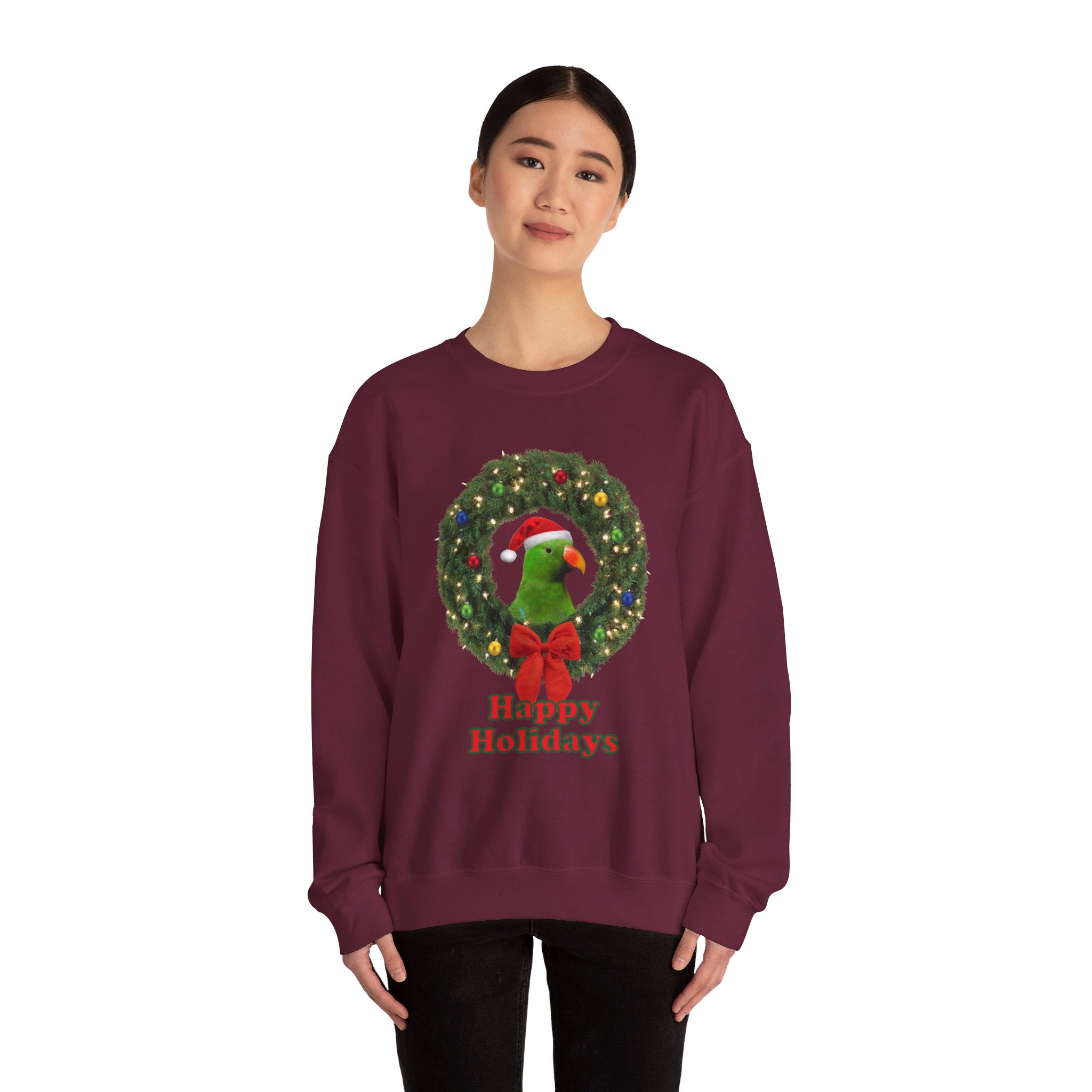 Happy Christmas Holidays Green Eclectus Sweatshirt