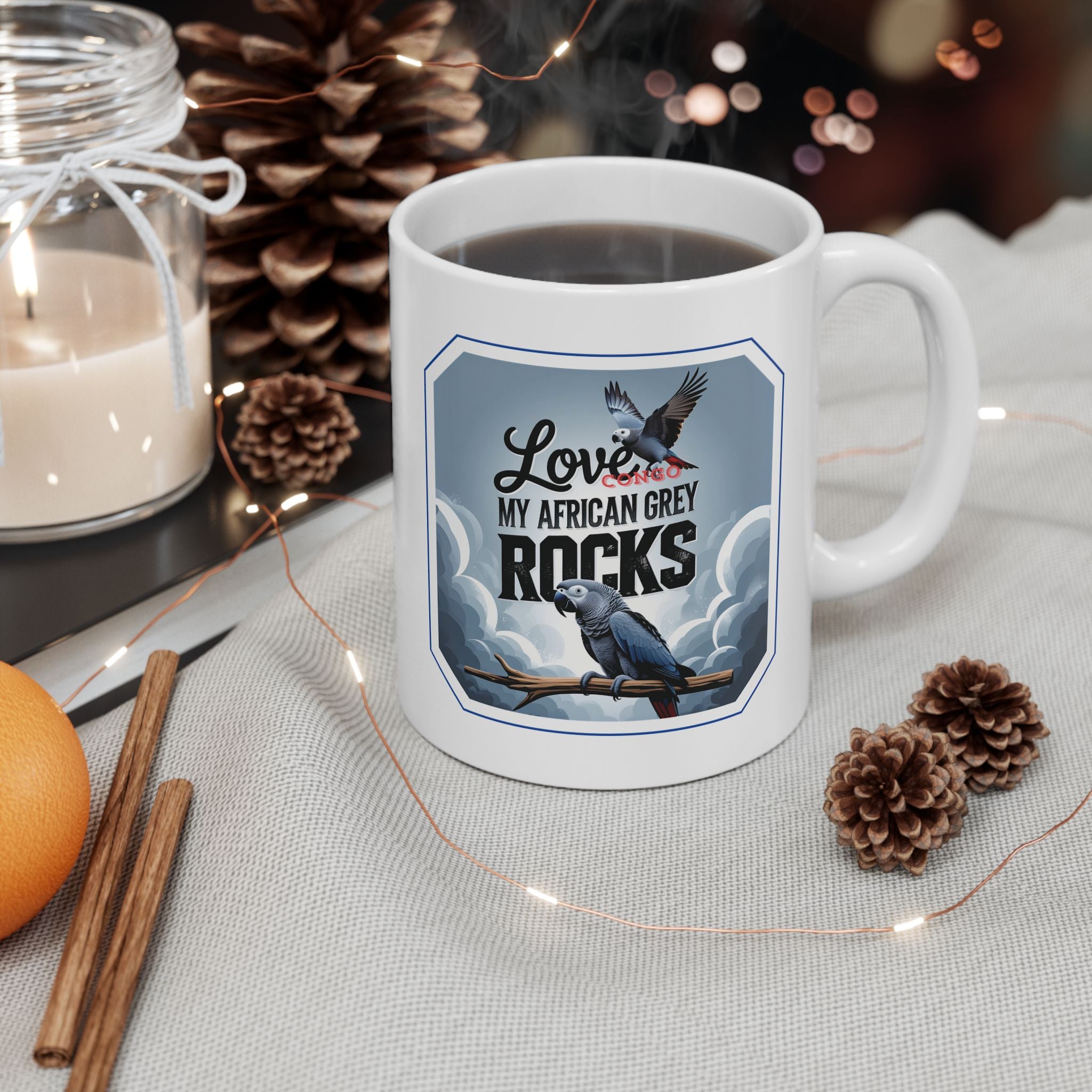 African Grey Ceramic Mug