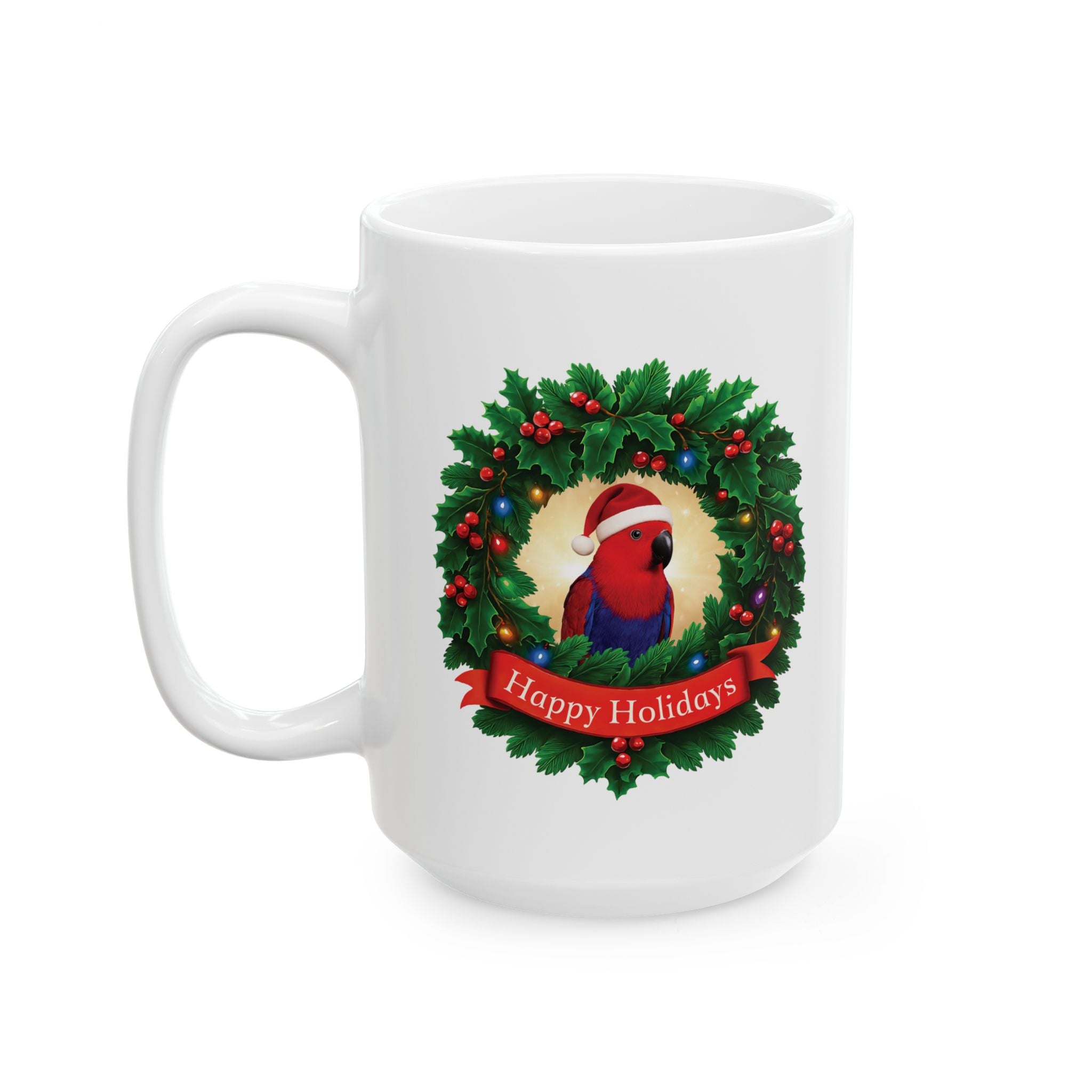 Christmas Happy Holidays Red Eclectus Mug