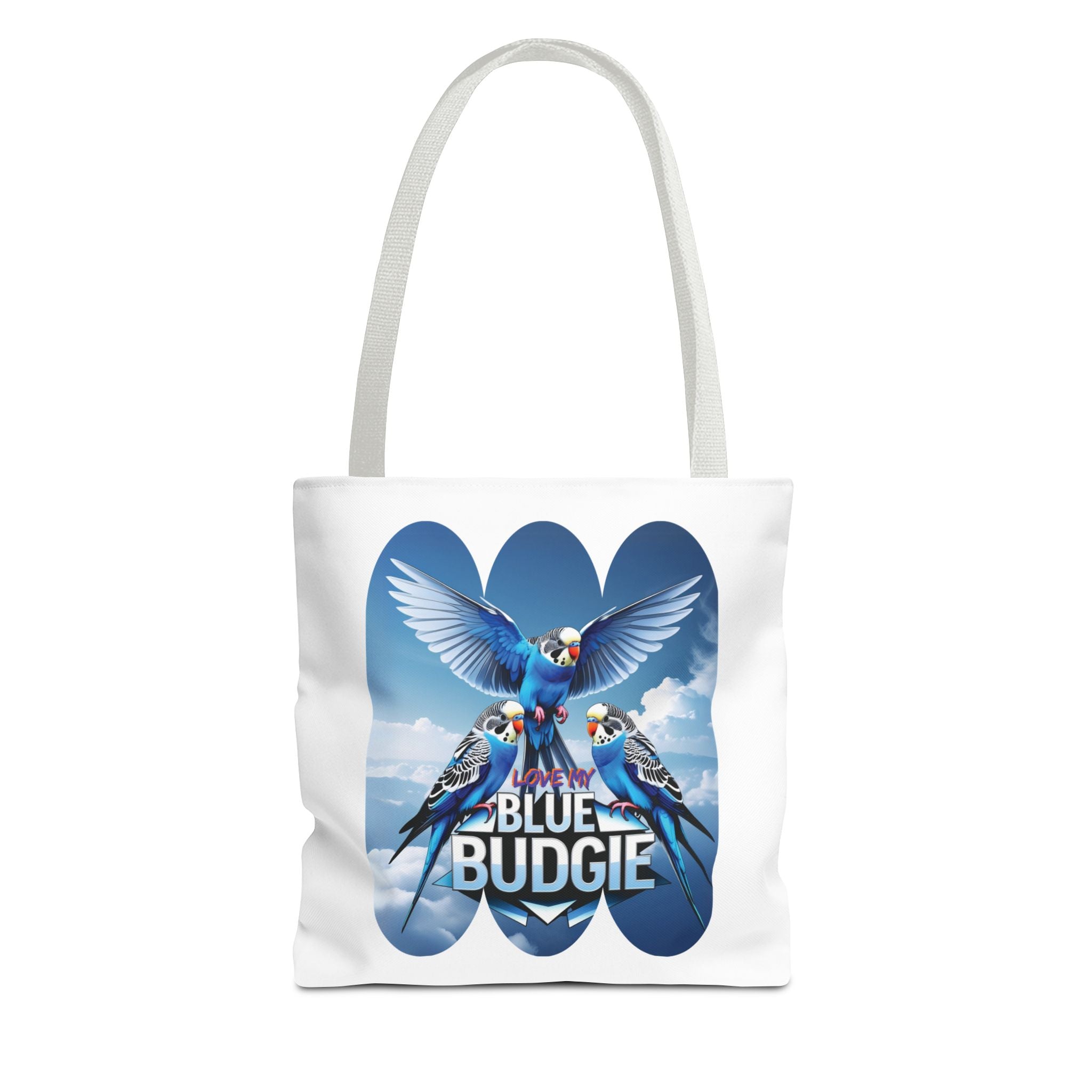 Love My Blue Budgie Flying Tote Bag