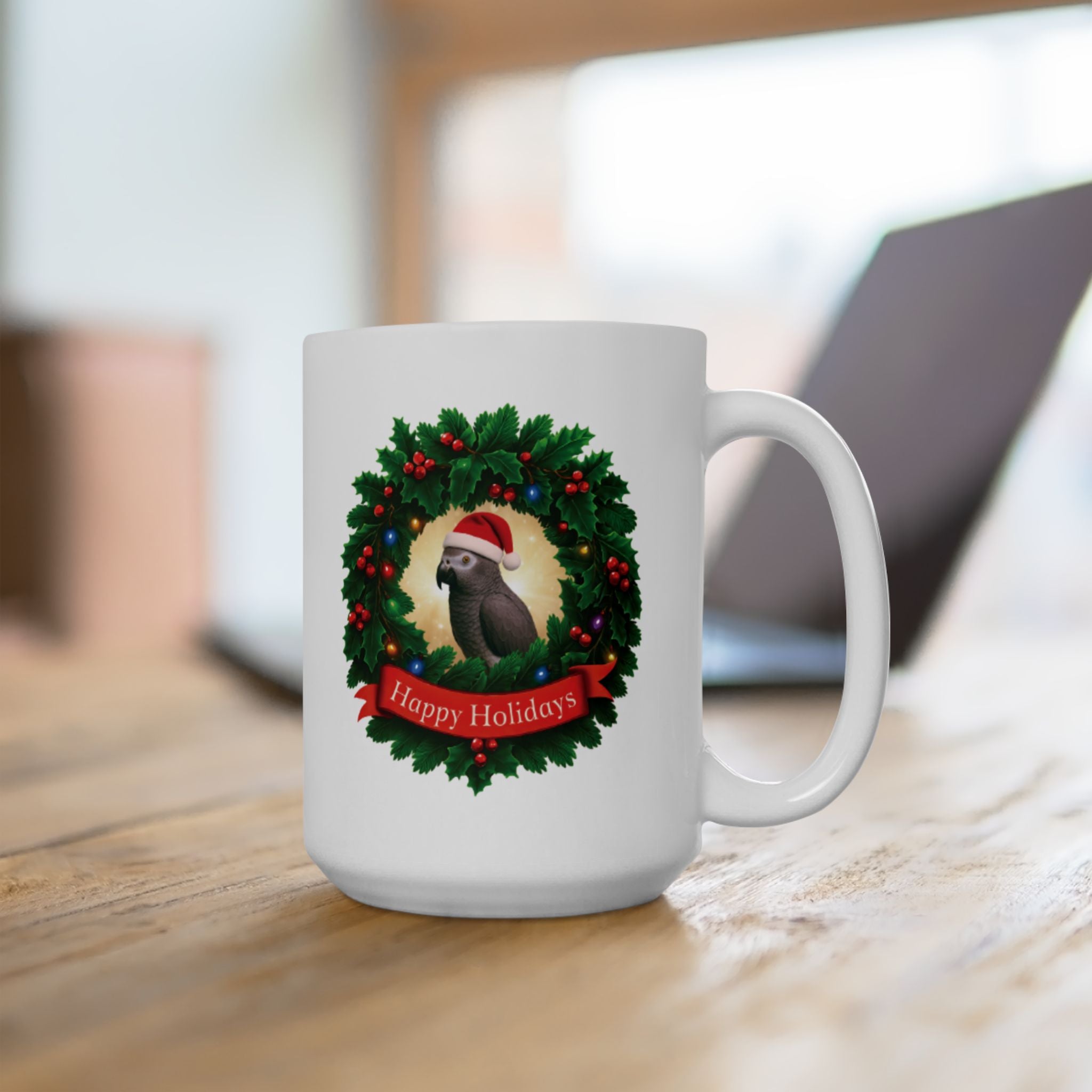 Happy Holidays African Grey Timneh Mug