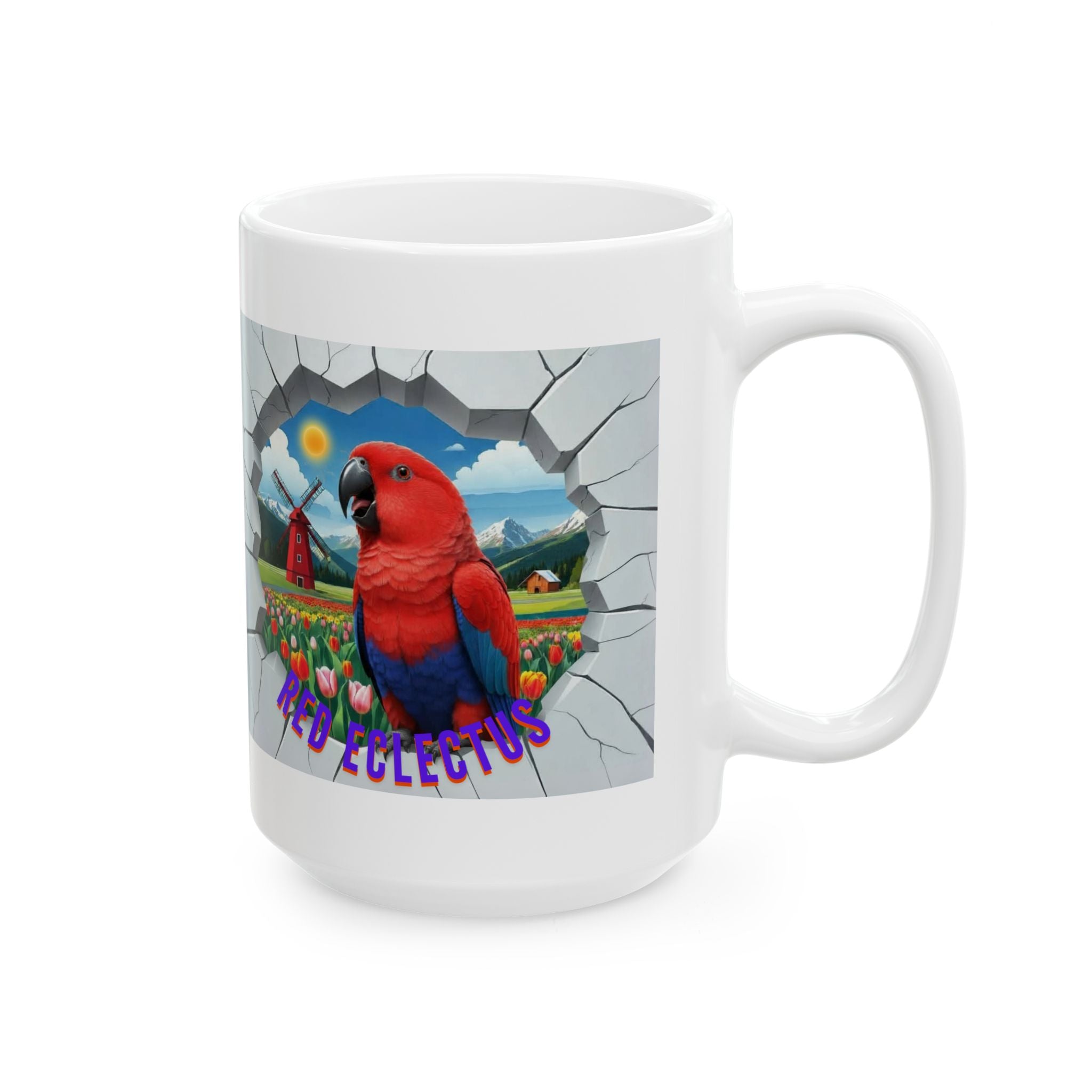 Red Eclectus Tulip Windmill Field Mug