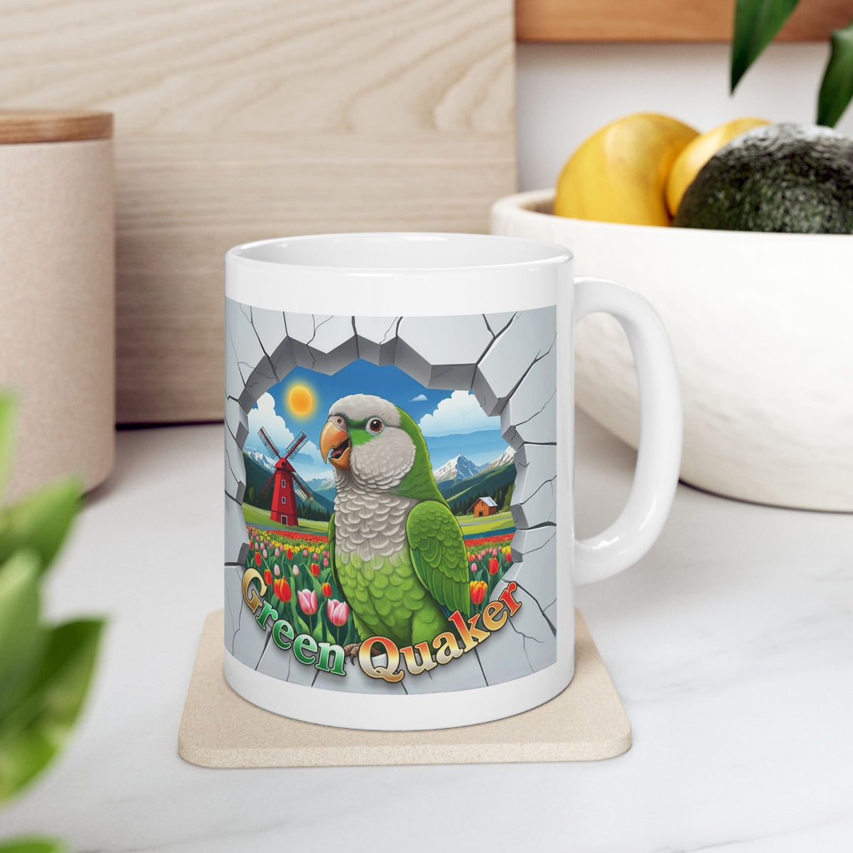 Green Quaker Floral Field Mug