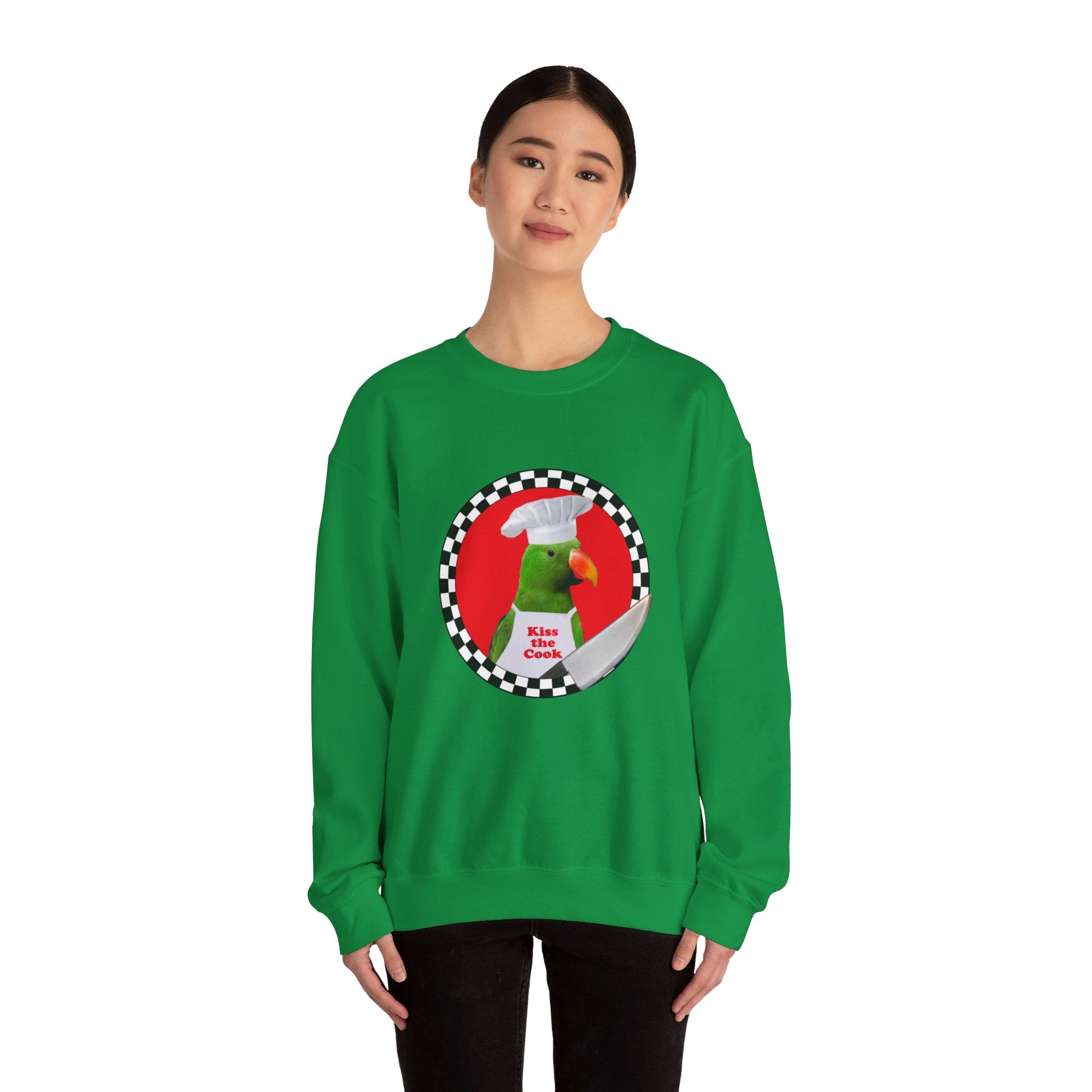 Kiss The Cook Green Eclectus Sweatshirt