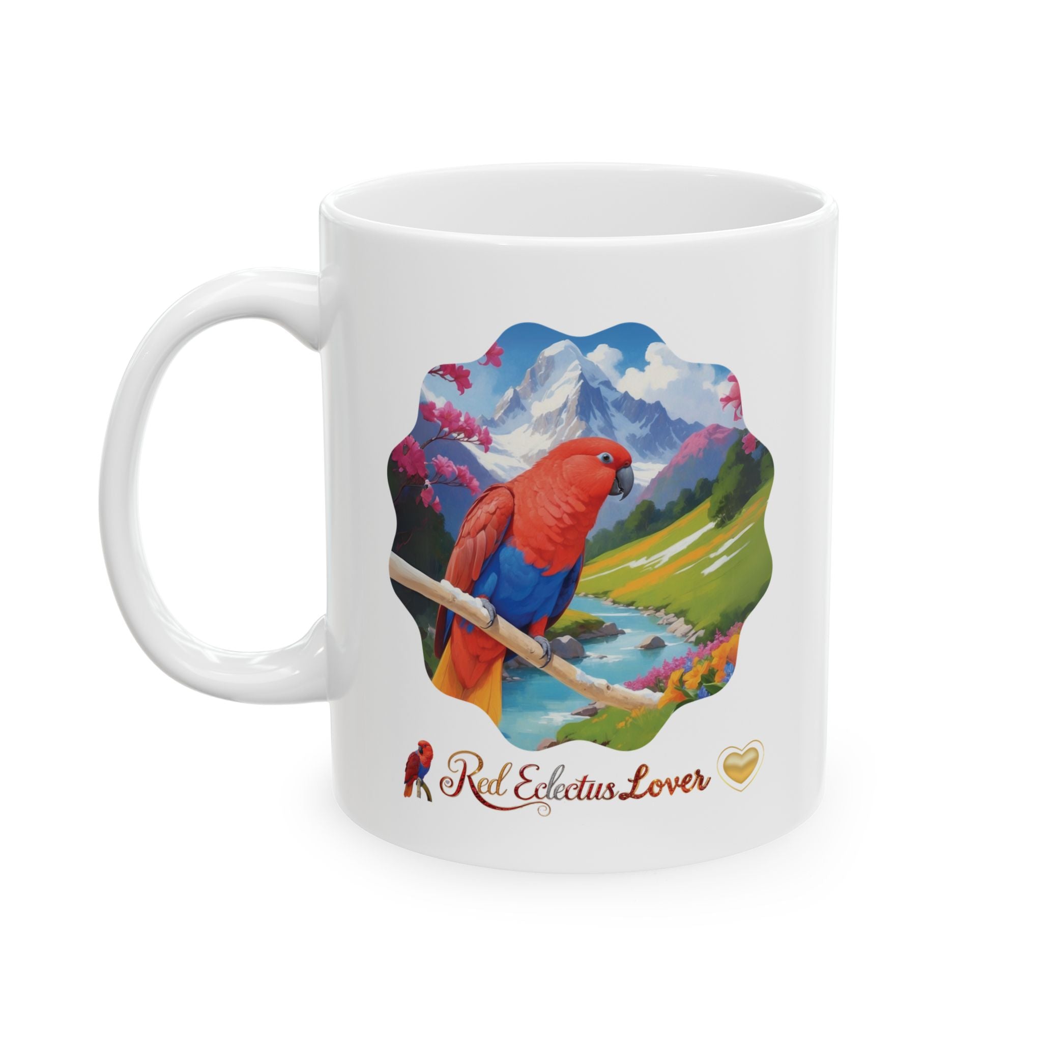 Red Eclectus Lover Lake Scenic Mug