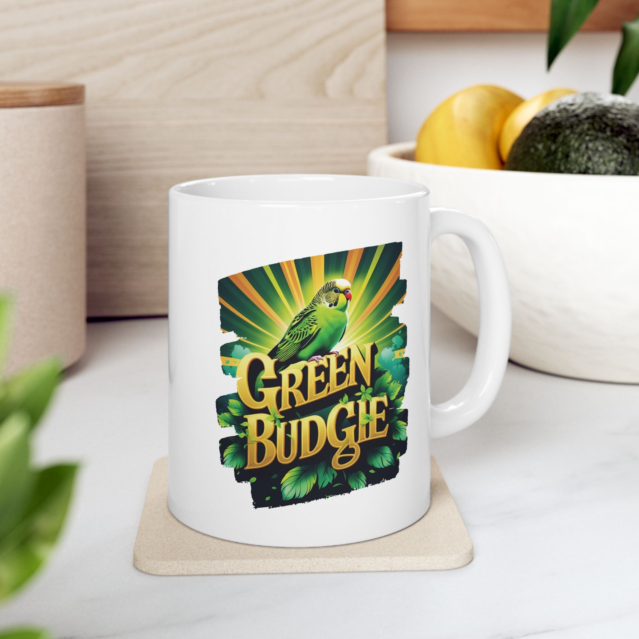 Green Budgie Mug