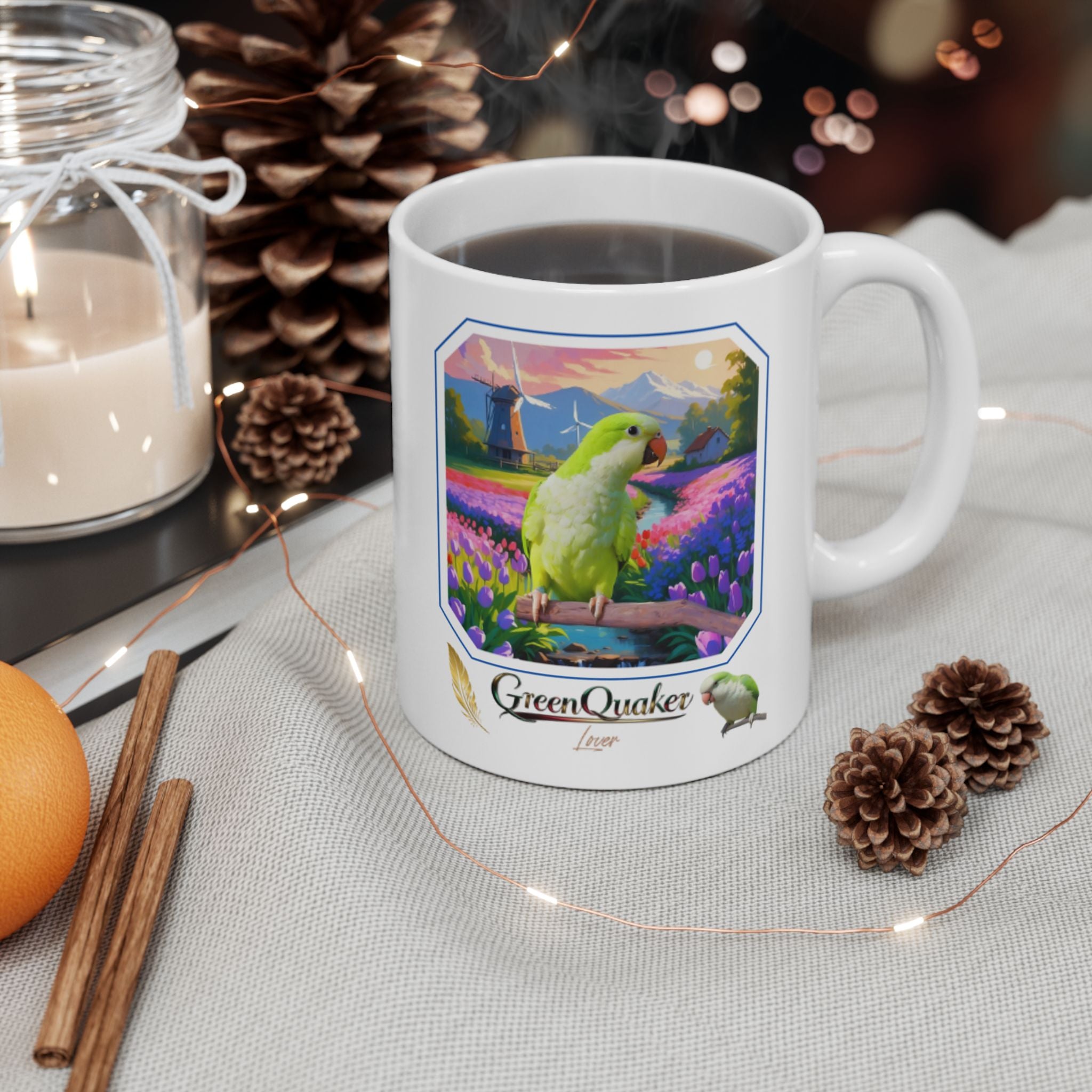 Green Quaker Floral Field Mug