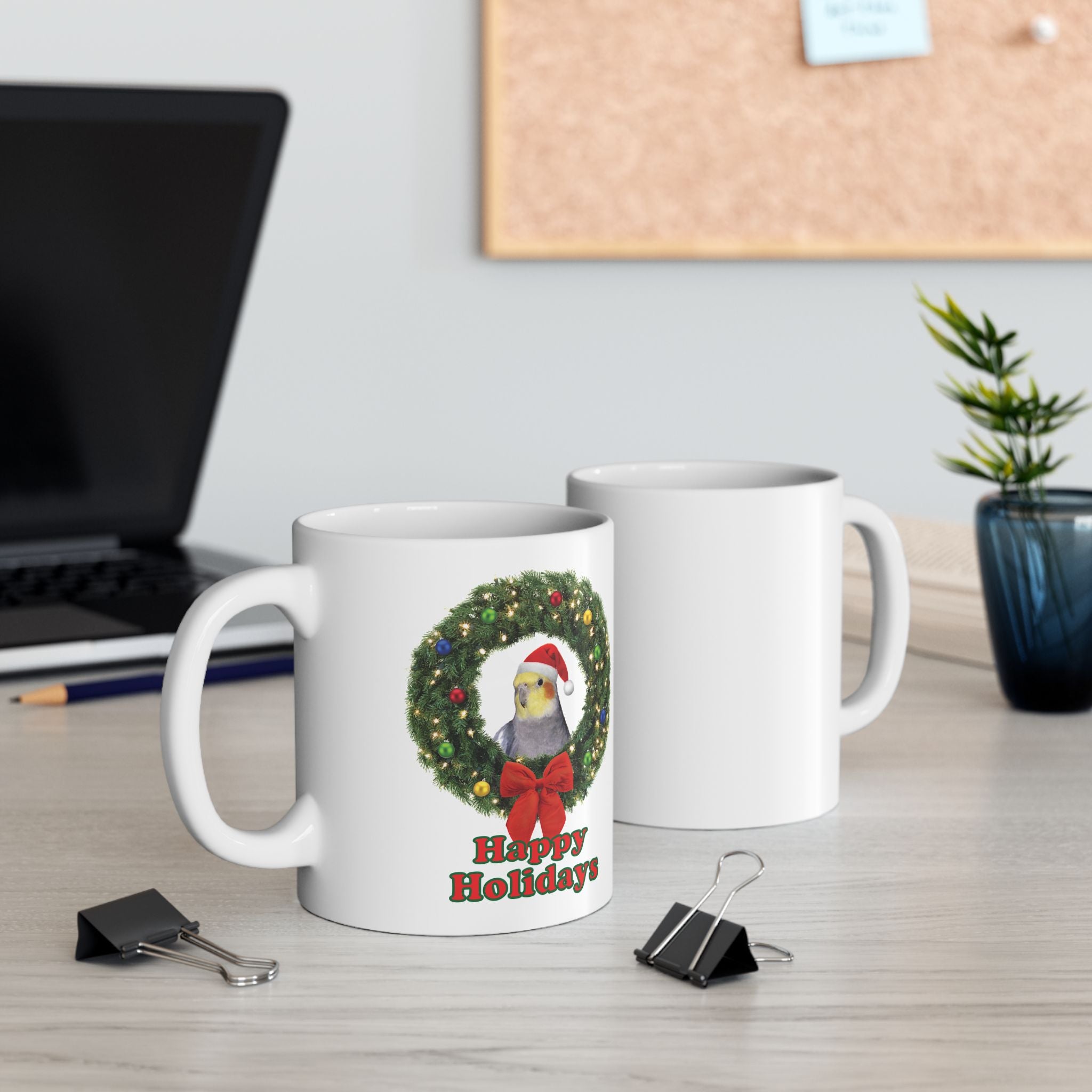 Happy Christmas Holidays Cockatiel Mug