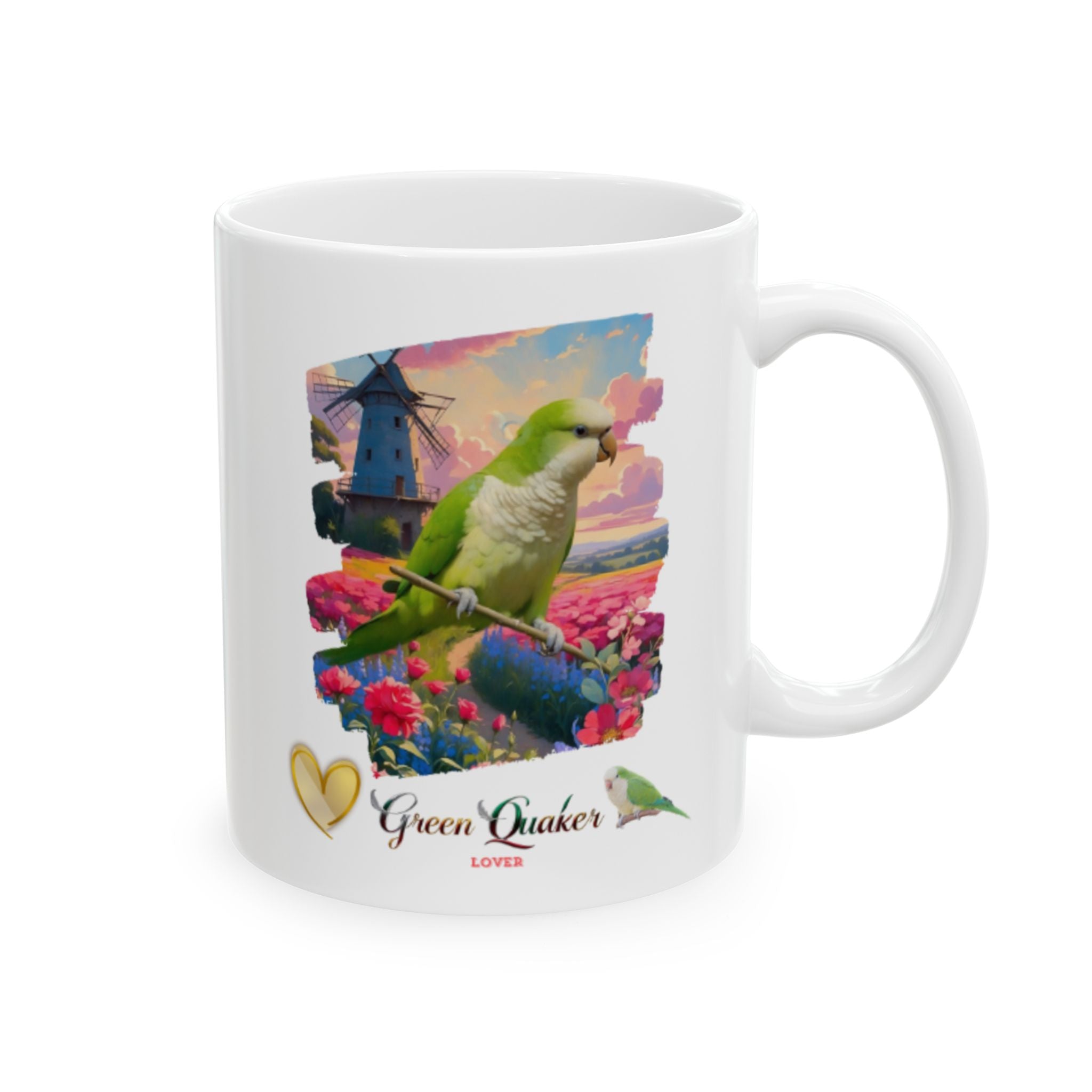 Green Quaker Lover Floral Mug