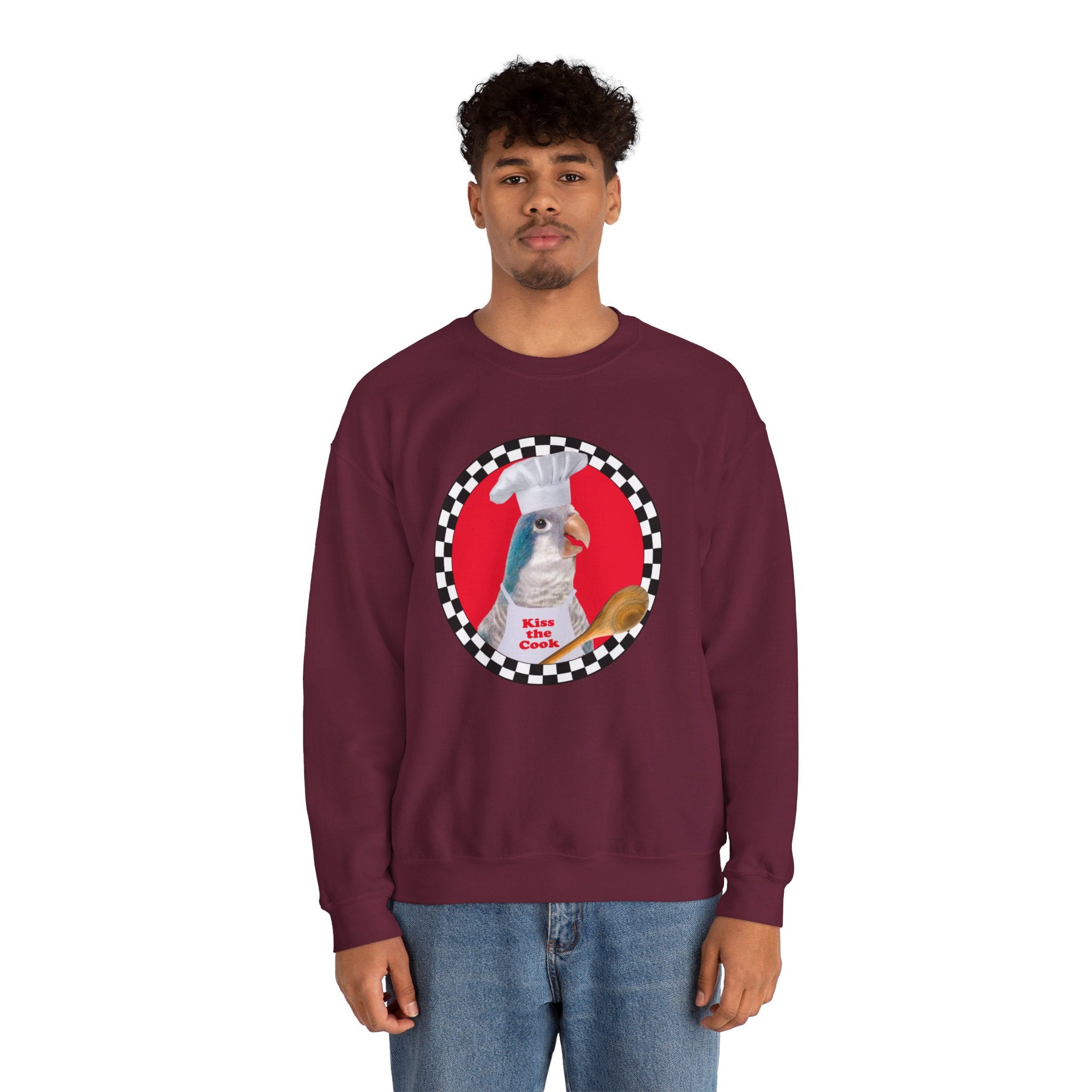 Kiss The Cook Spoon Blue Quaker Sweatshirt