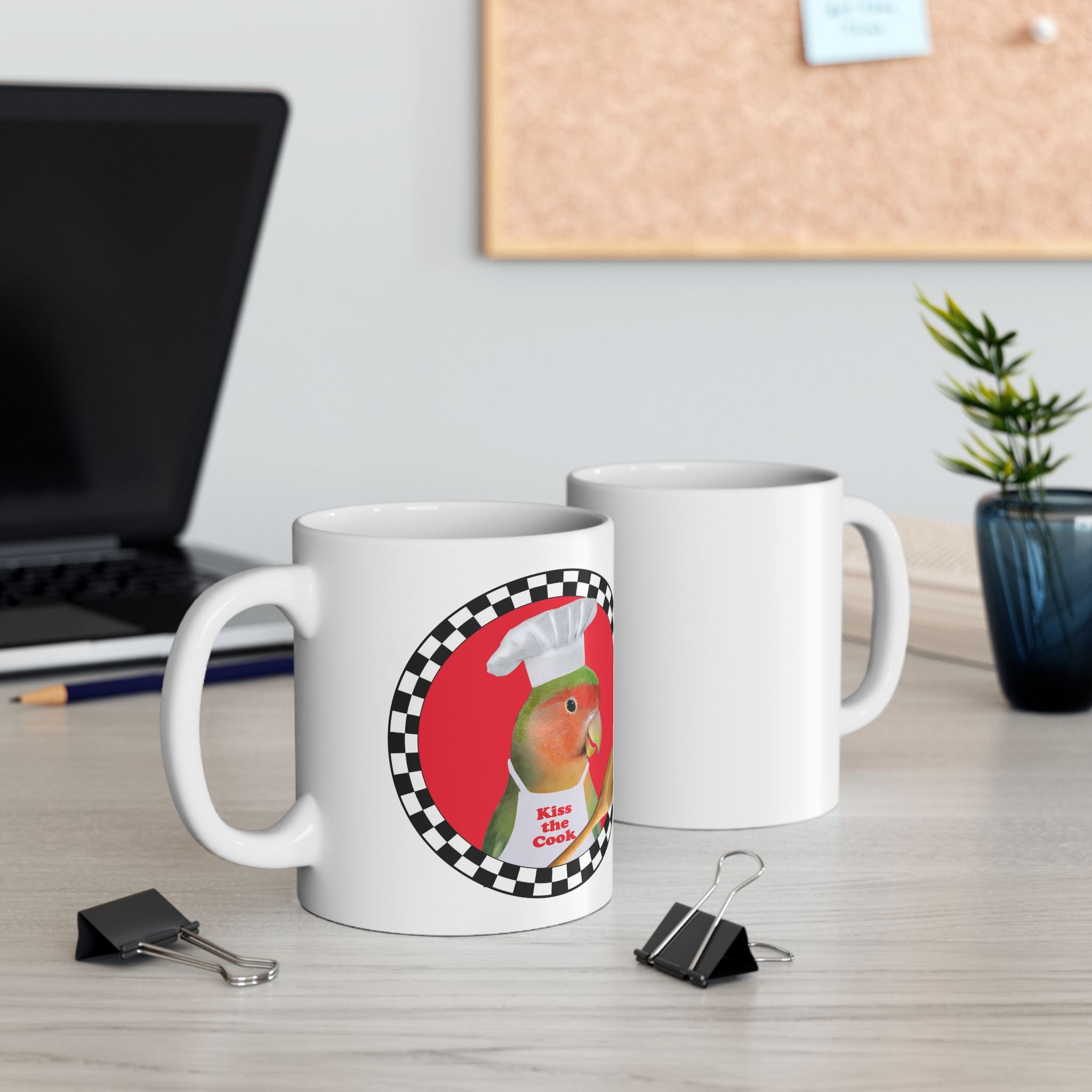 Kiss The Cook Spoon Lovebird Mug