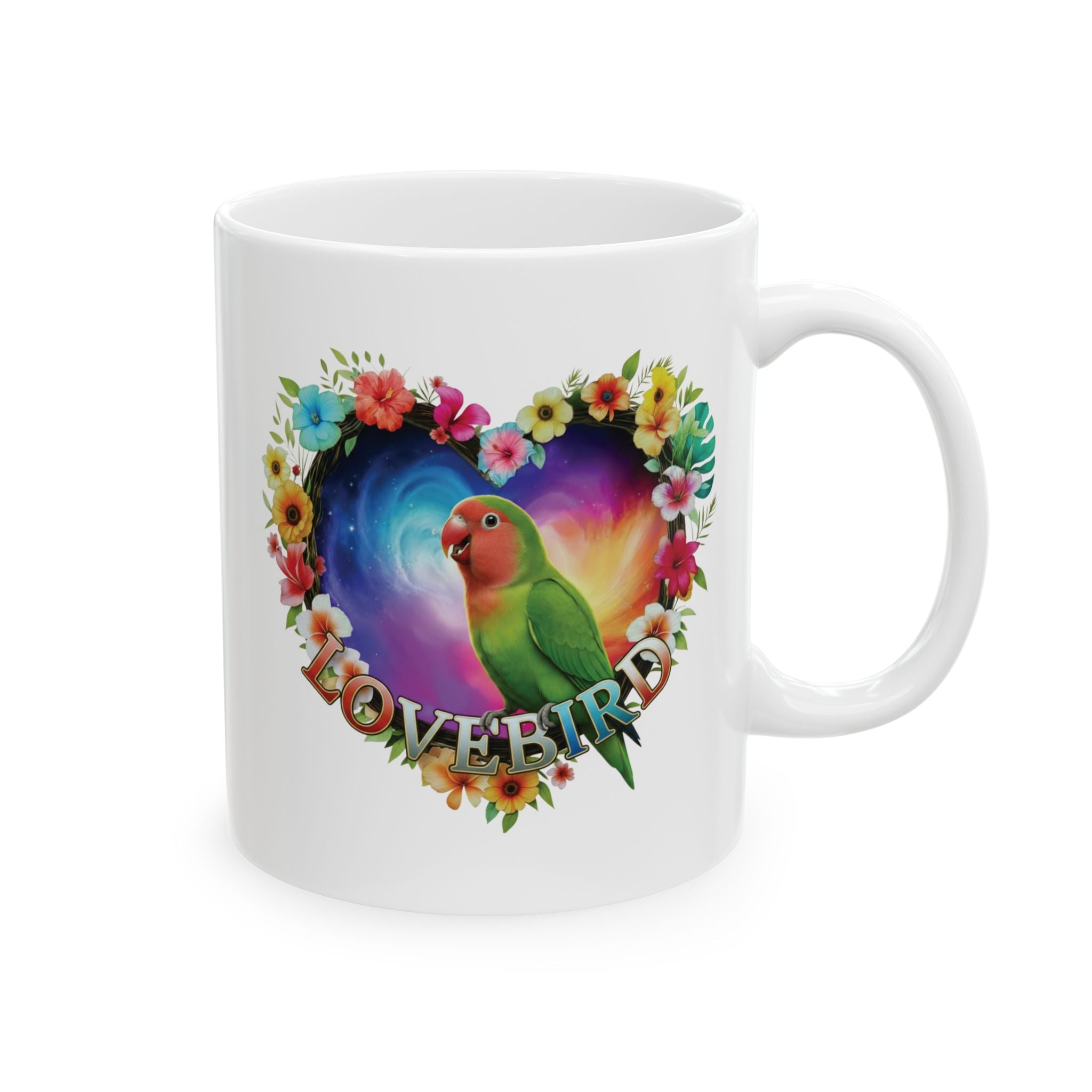 Colorful Lovebird Art Mug