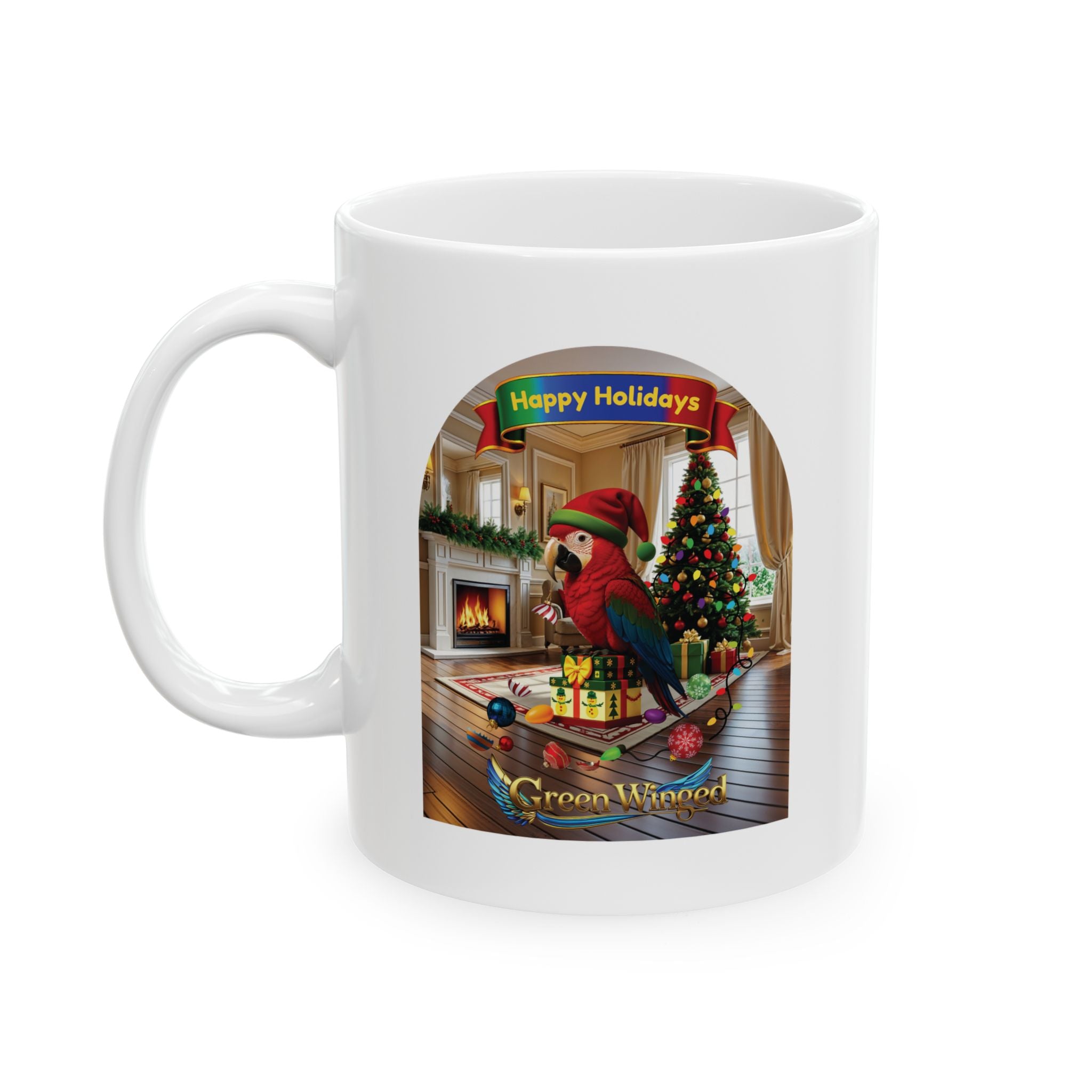Happy Holidays Green-Winged Mug
