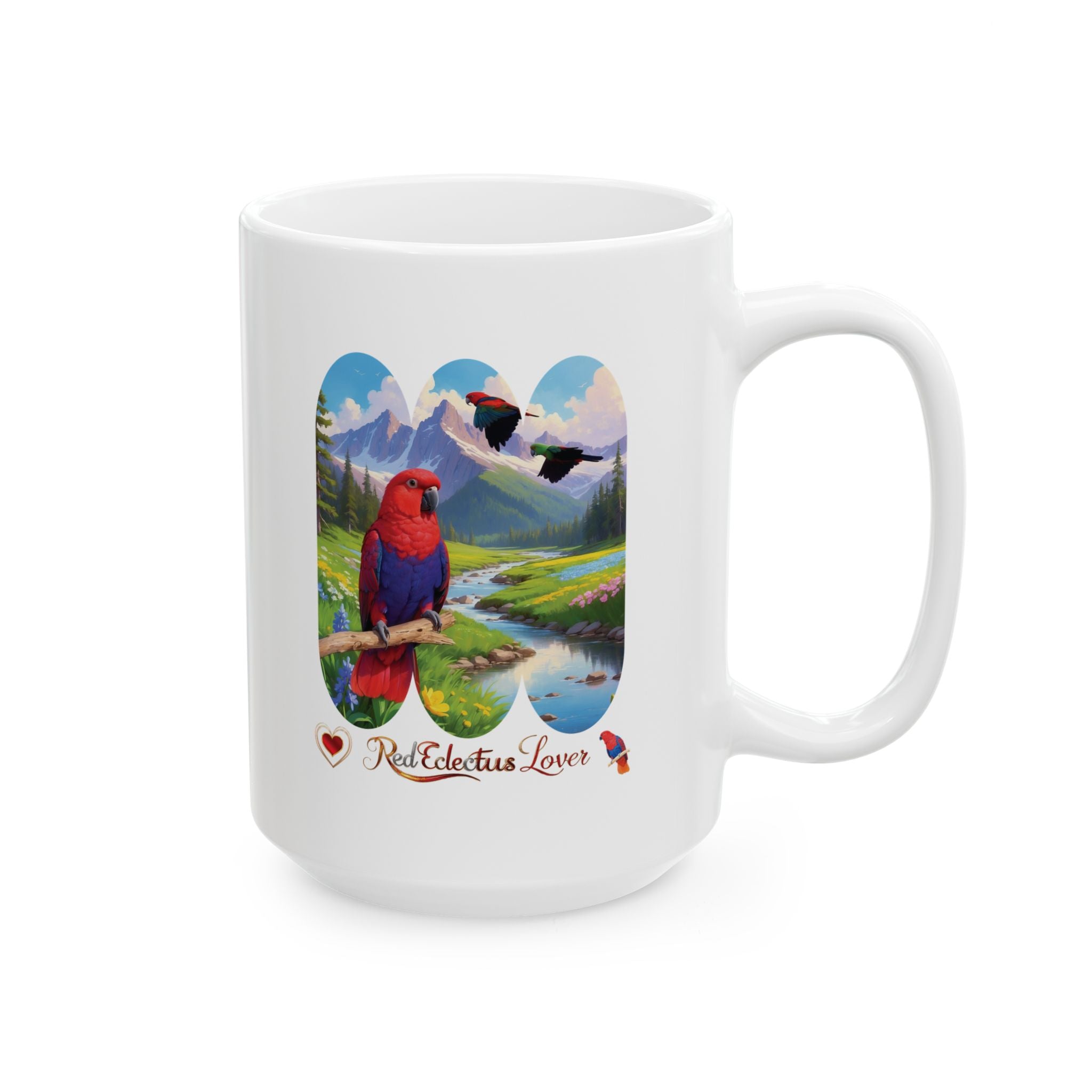 Red Eclectus Lover Lake Scenic Mug