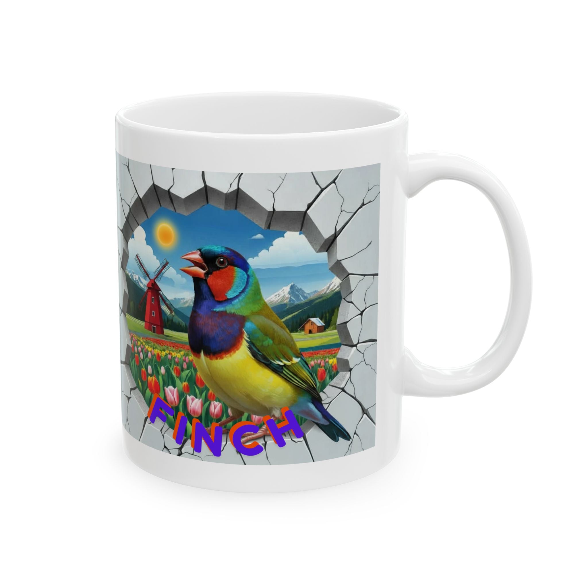 Finch Tulip Windmill Field mug