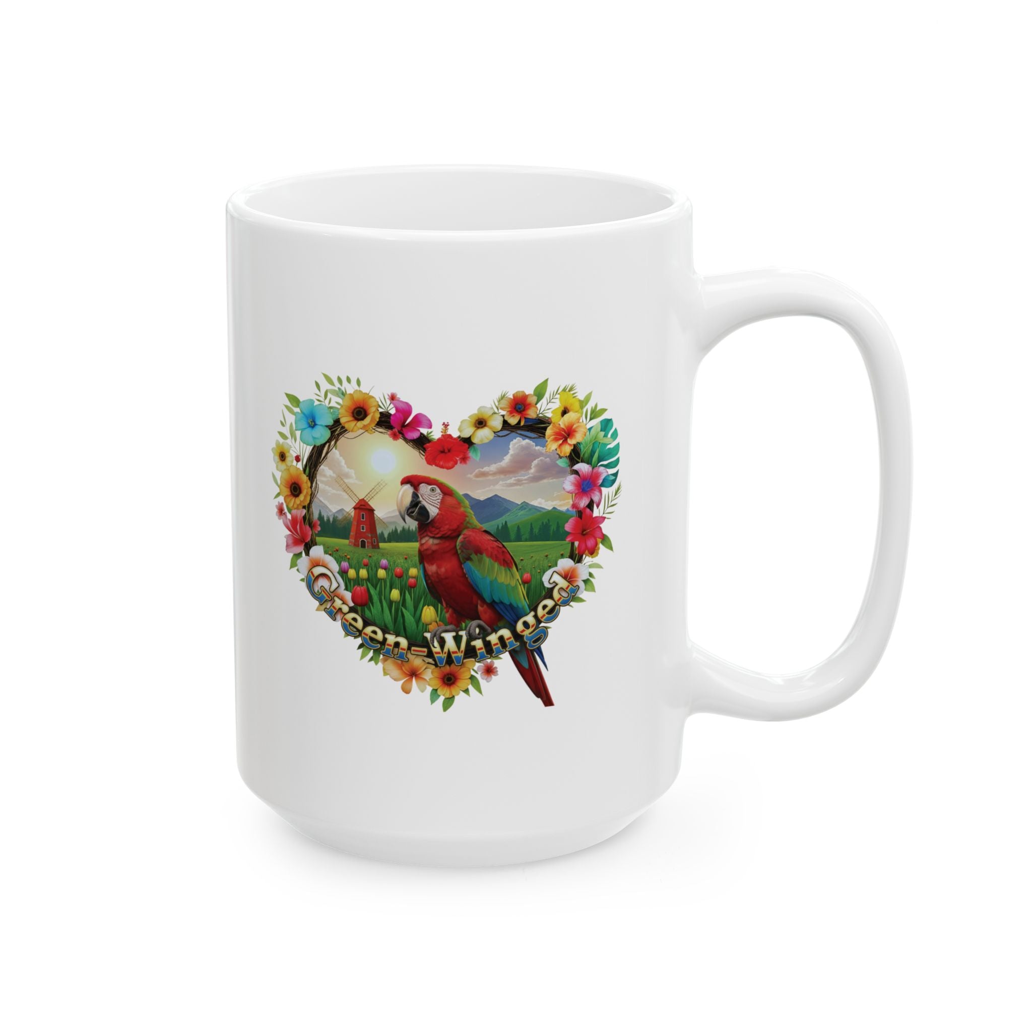Green Winged Floral Mug