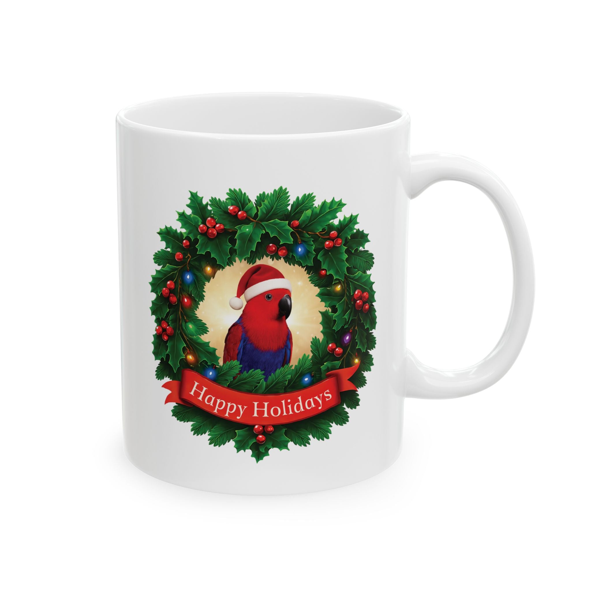 Christmas Happy Holidays Red Eclectus Mug
