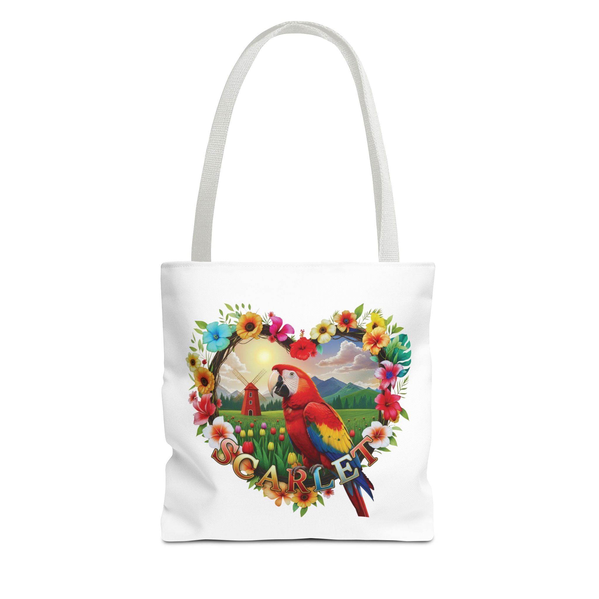 Scarlet Macaw Heart Design Tote Bag