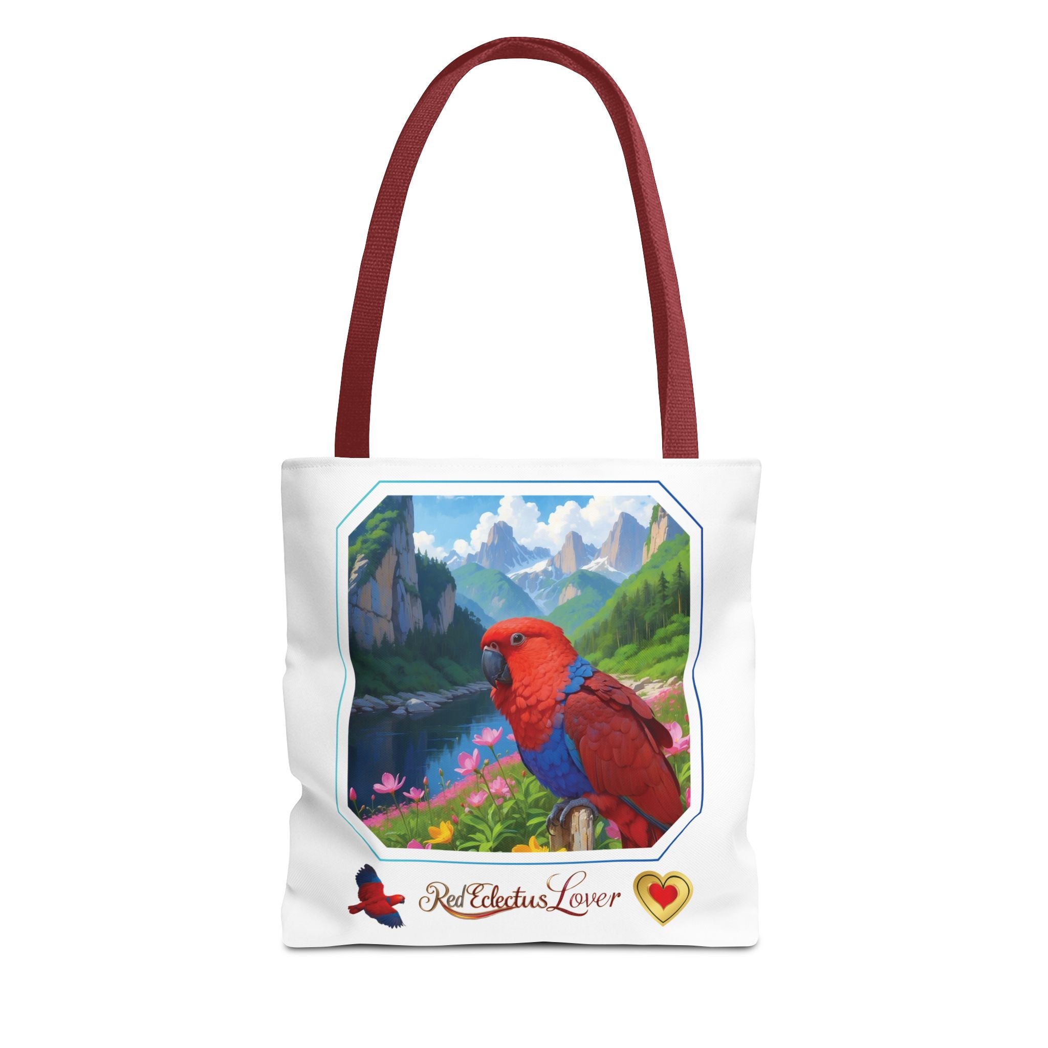 Floral Red Eclectus Lover Tote Bag
