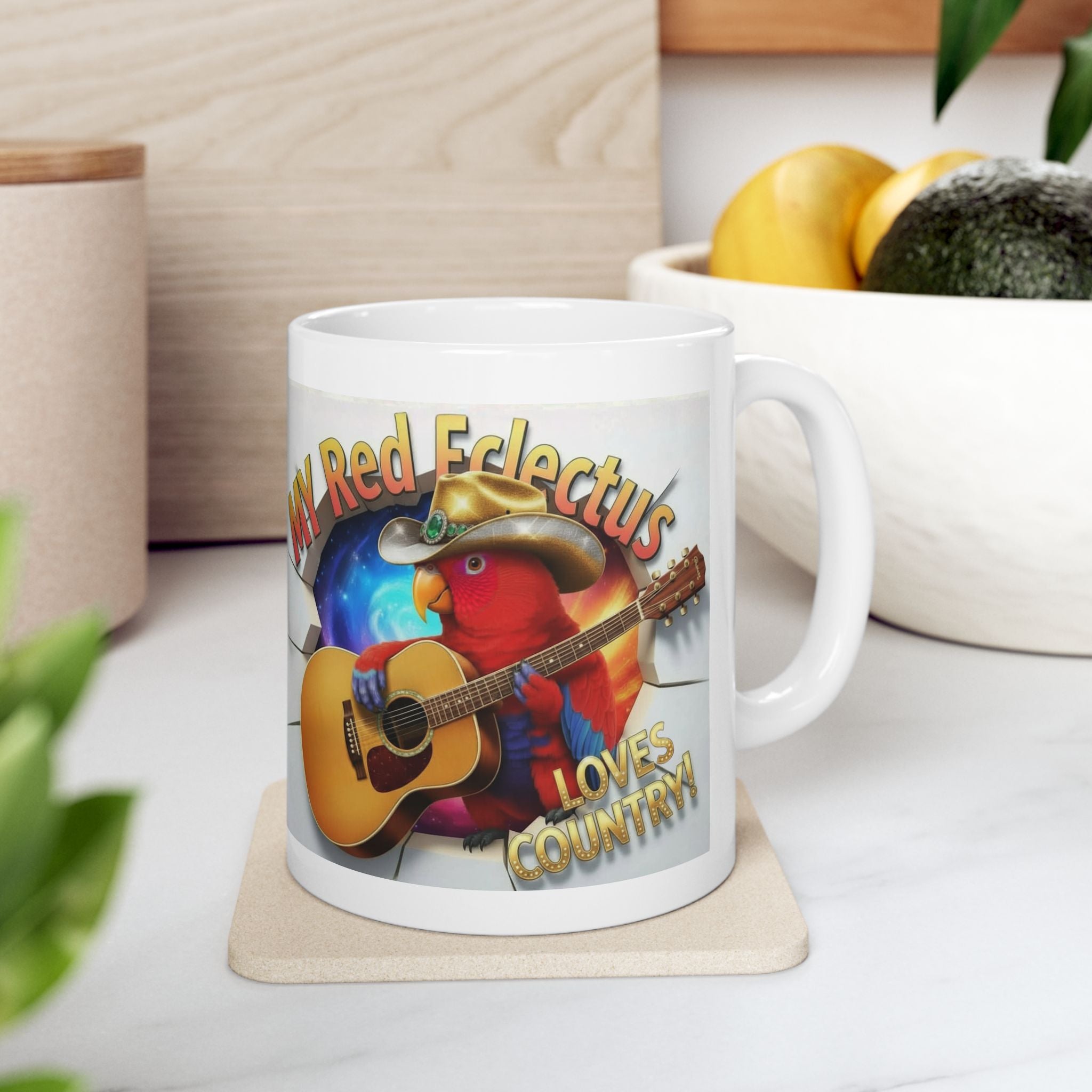 My Red Eclectus Loves Country Mug