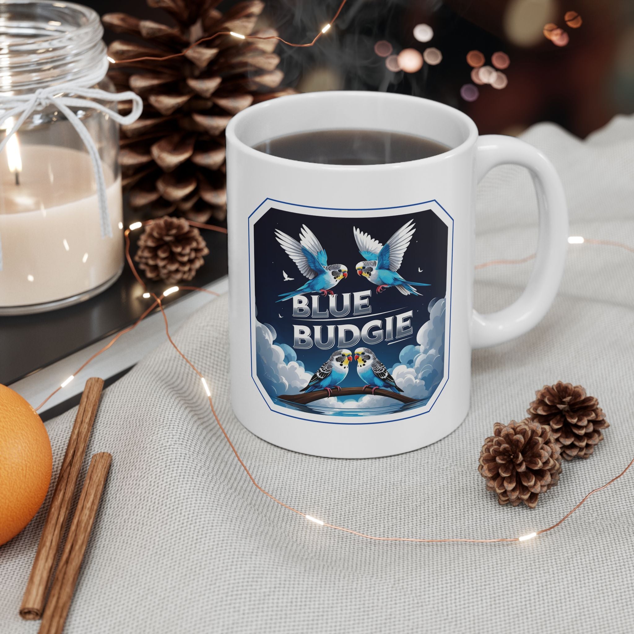 Blue Budgie Night Sky Mug