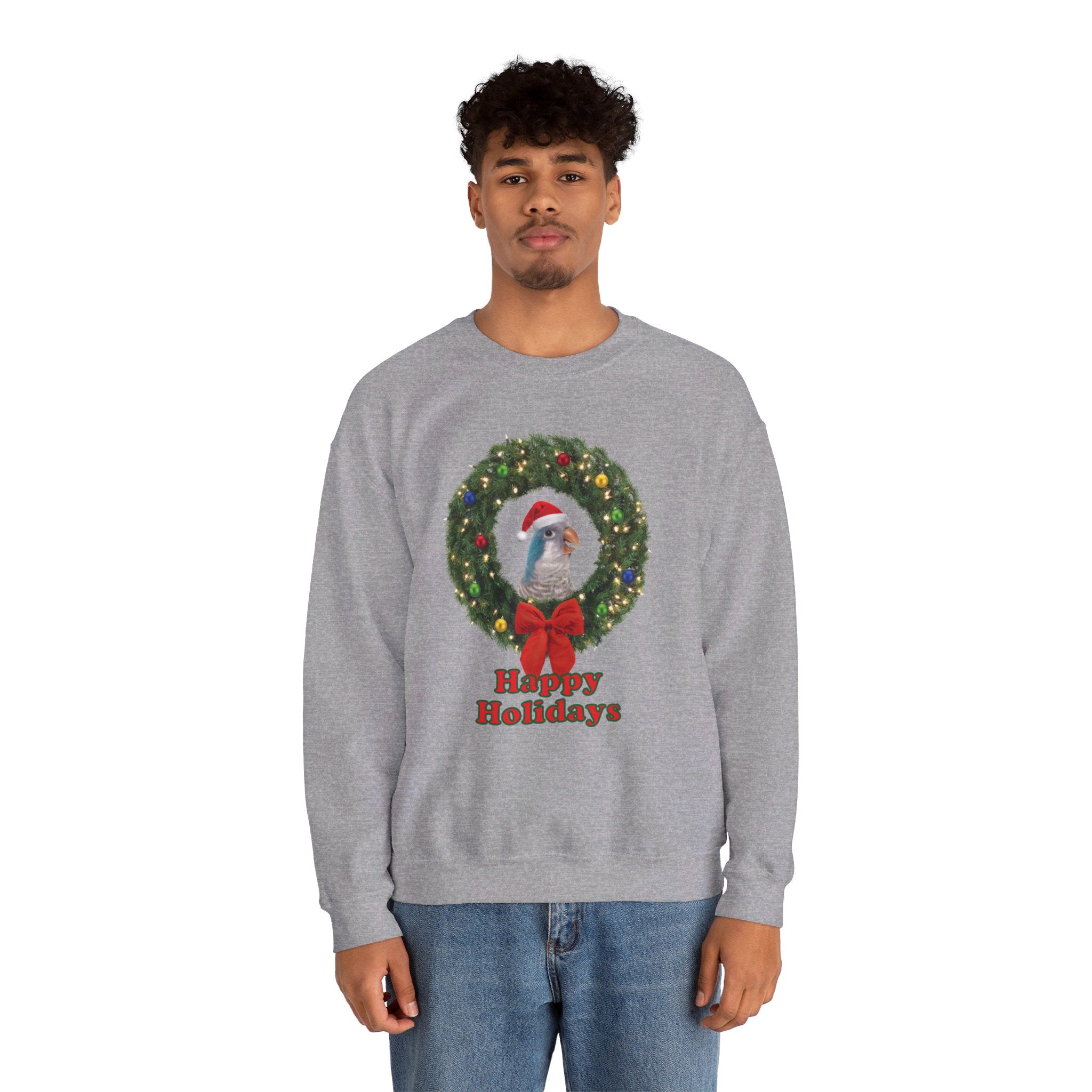 Happy Christmas Holidays Blue Quaker Sweatshirt