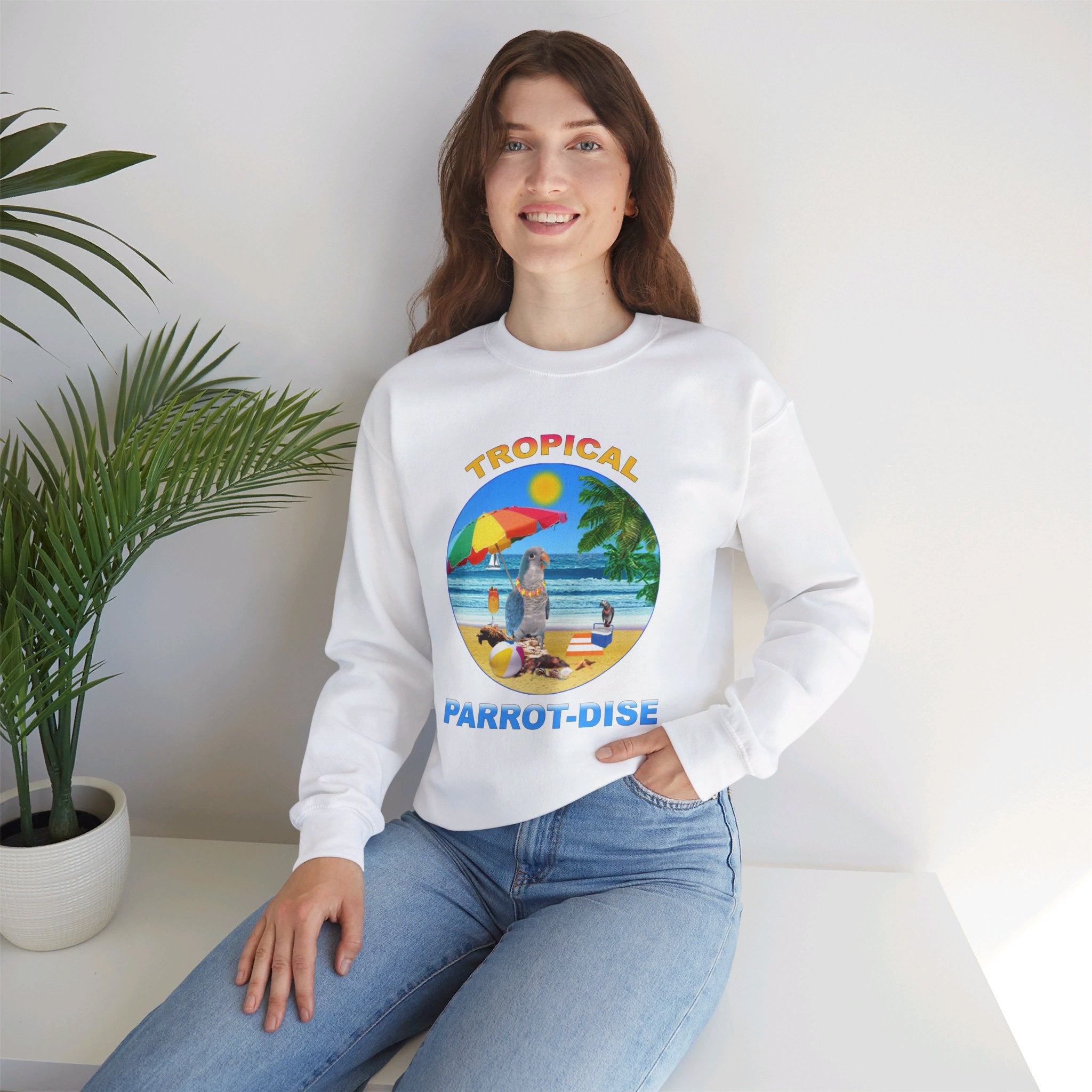 Tropical Parrot-Dise Blue Quaker Sweatshirt