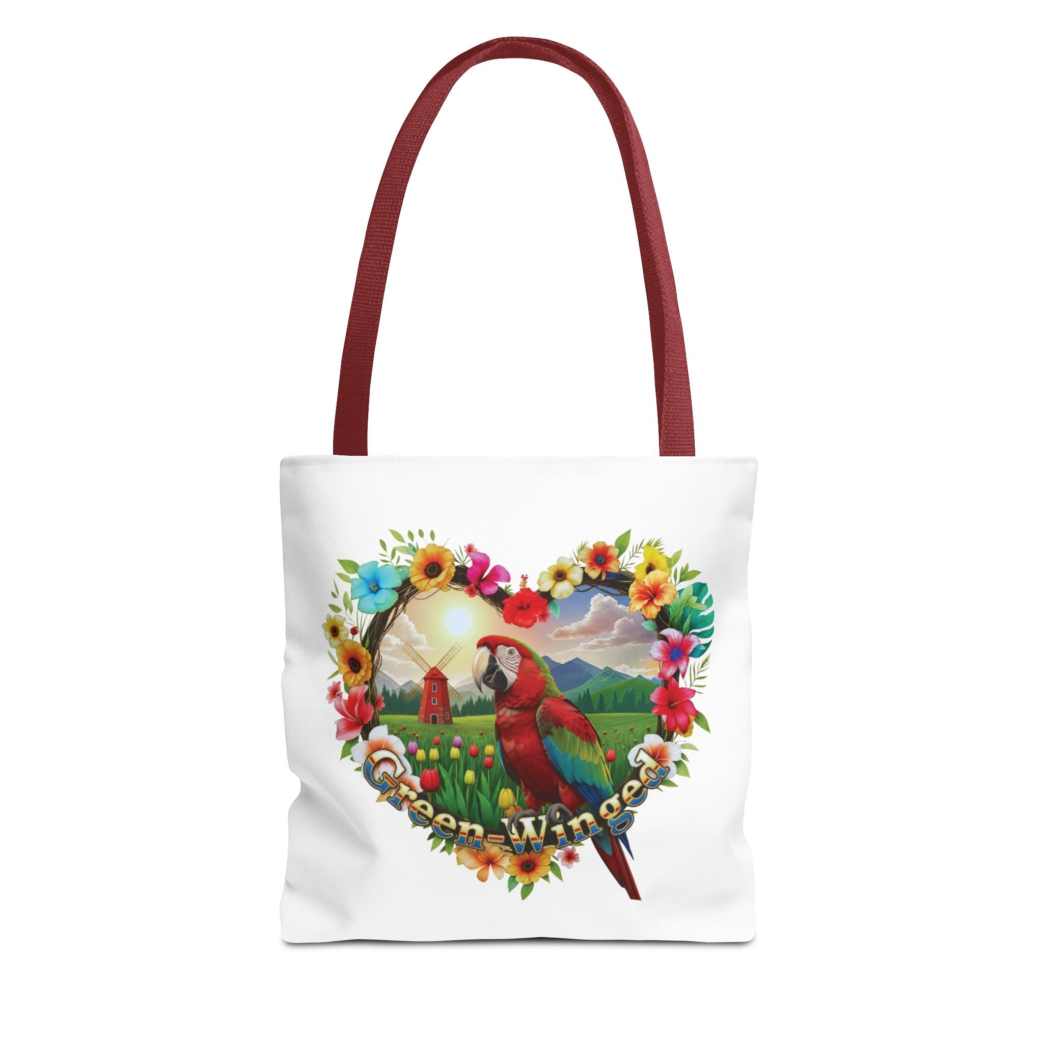 Green-Winged Macaw Heart Design Tote Bag