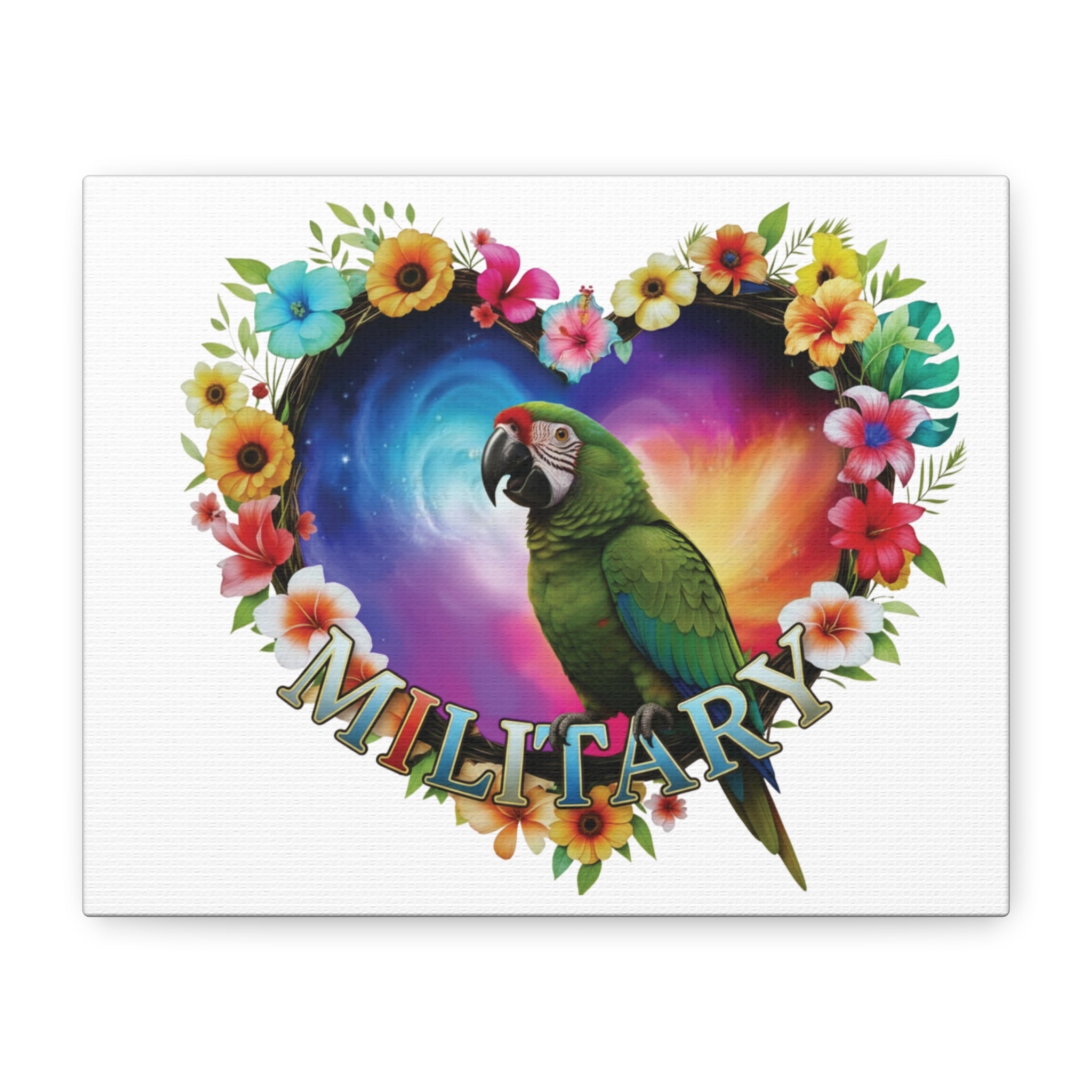 Military Floral Parrot Wall-Hanging