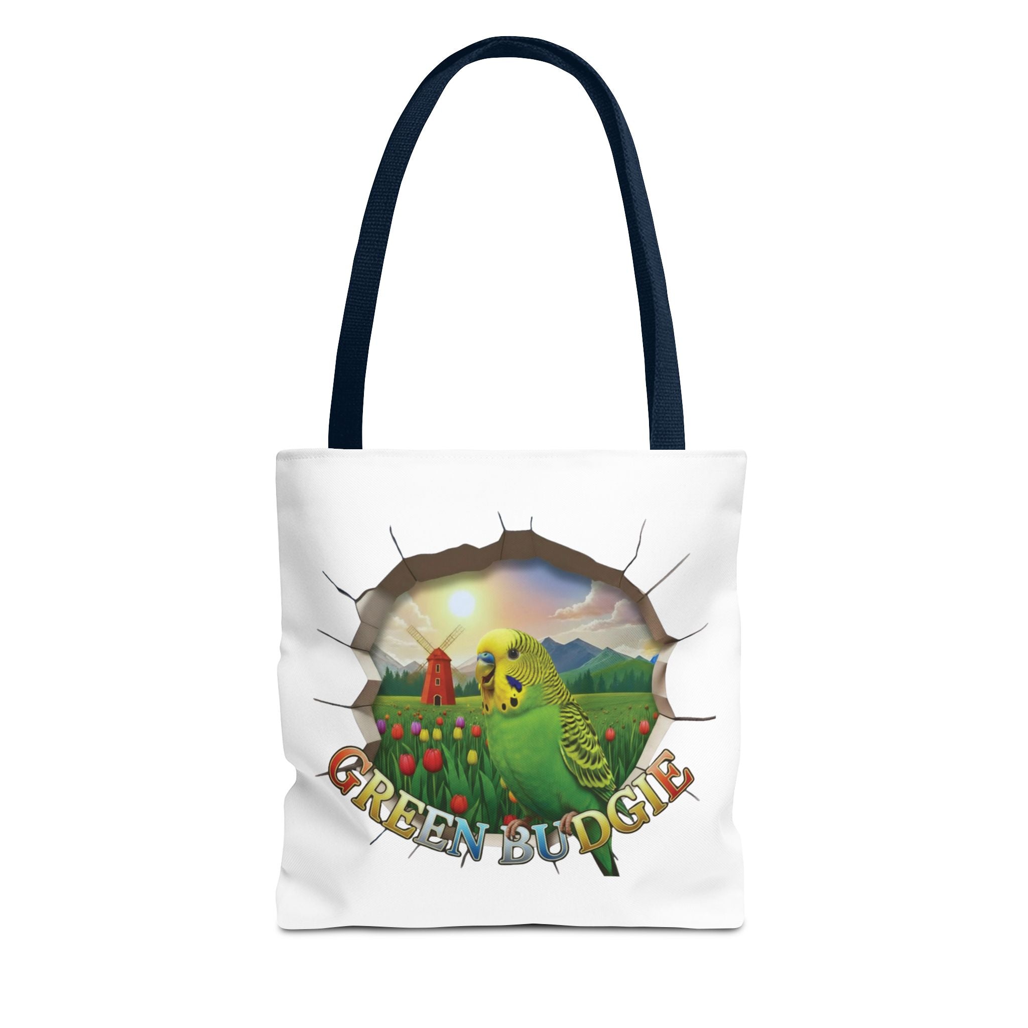 Green Budgie Garden Scene Tote Bag