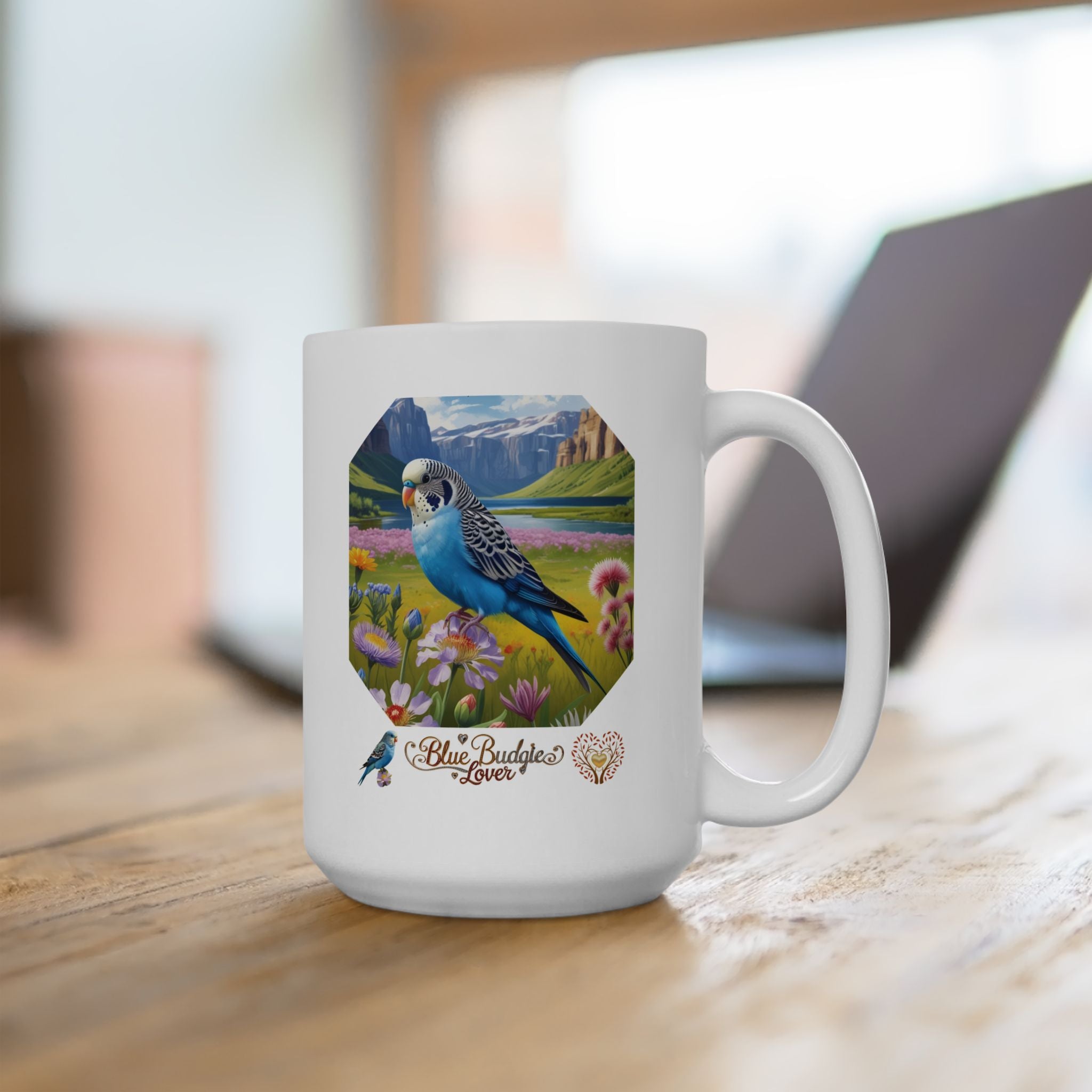 Blue Budgie Lover Nature Scenic Mug