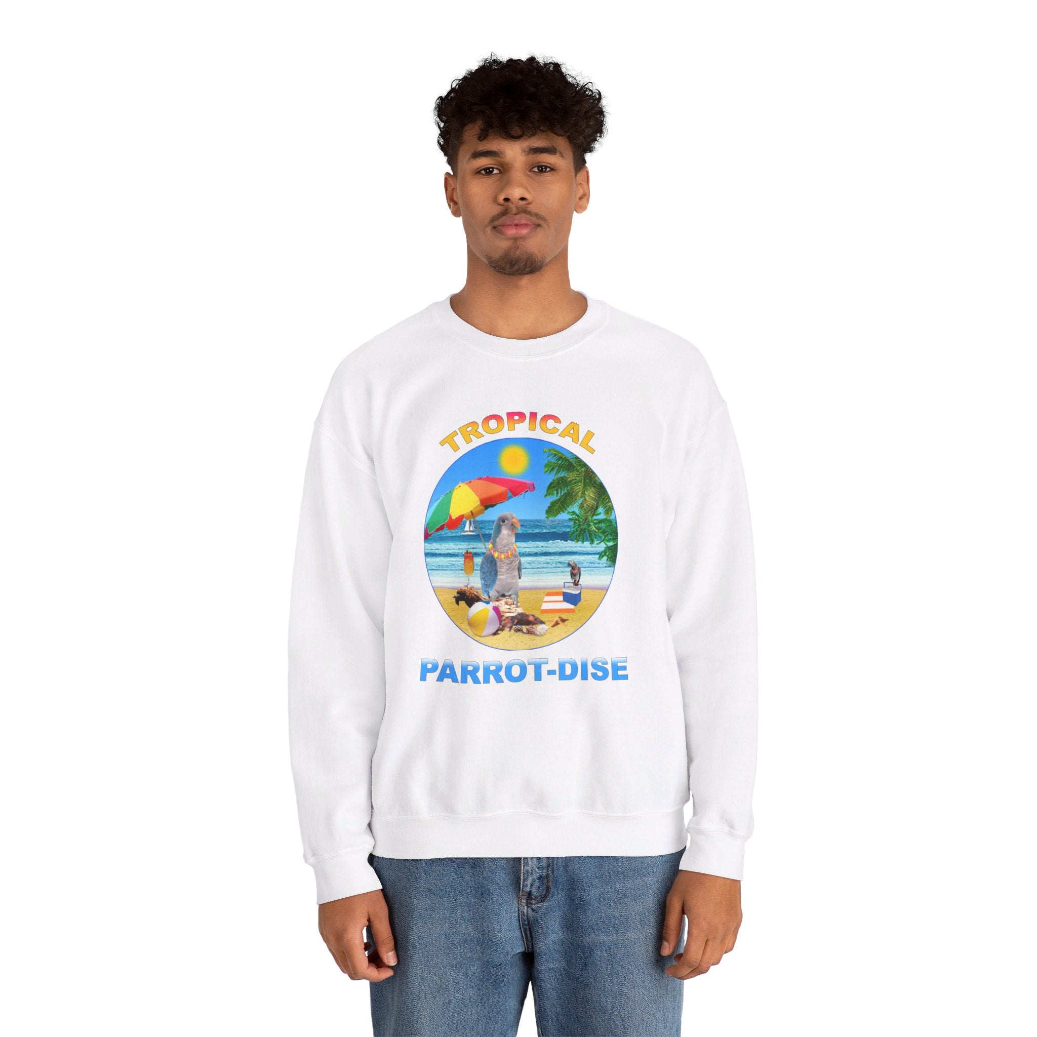 Tropical Parrot-Dise Blue Quaker Sweatshirt
