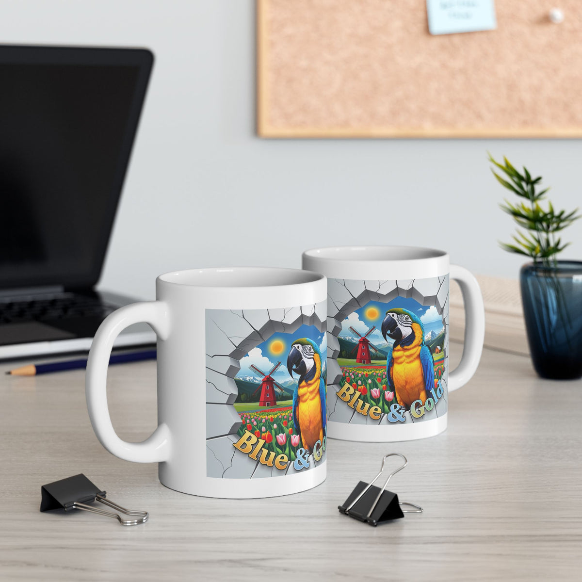 Blue and Gold Meadow Scenic Mug