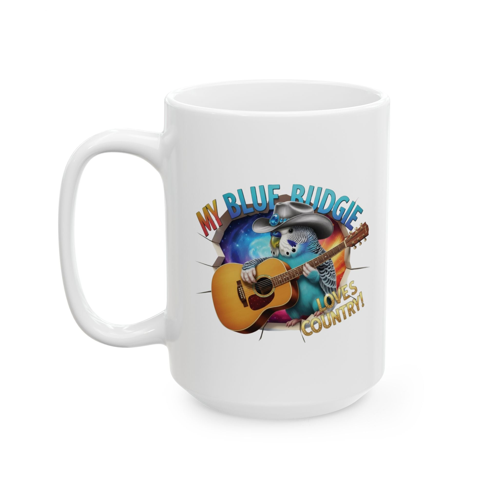 Blue Budgie Loves Country Mug