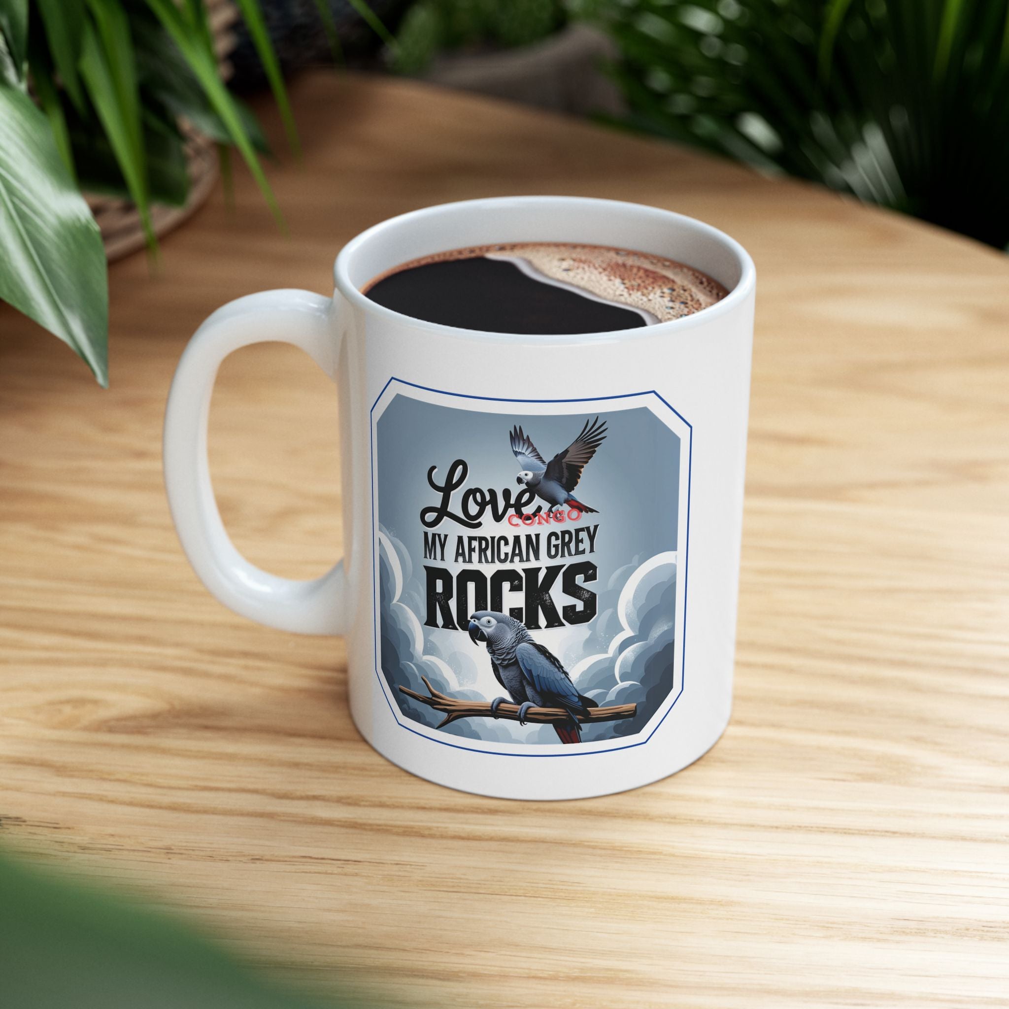 African Grey Ceramic Mug