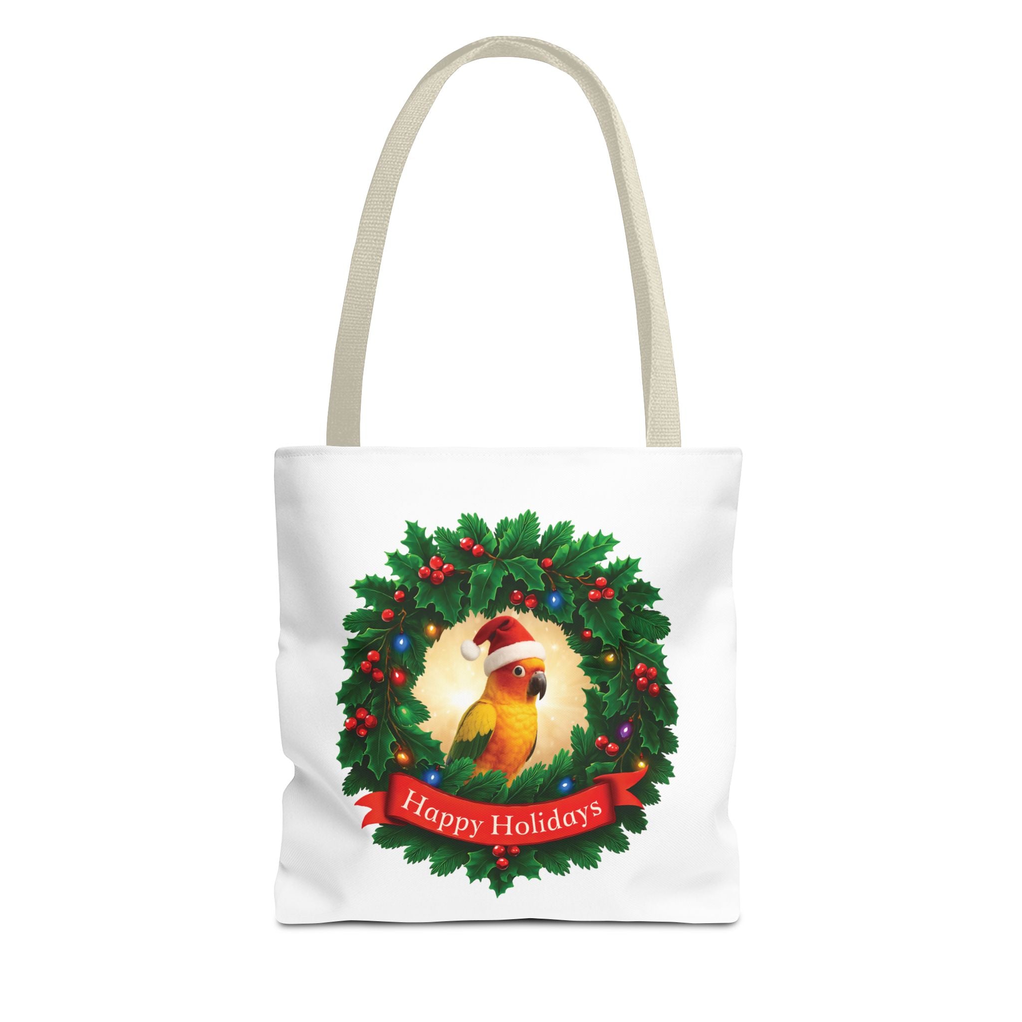 Happy Holidays Sun Conure Tote Bag