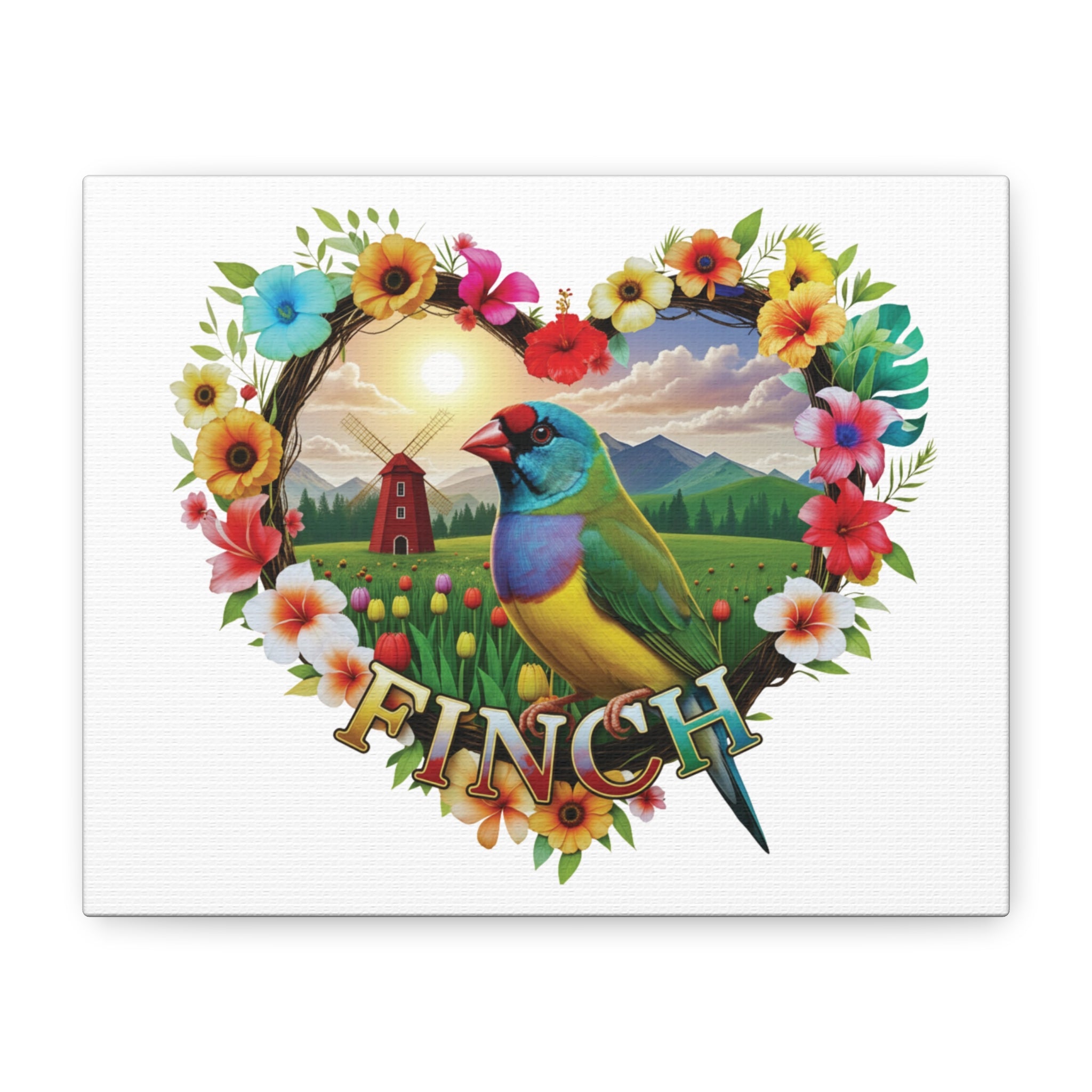 Floral Finch Bird Wall-Hanging